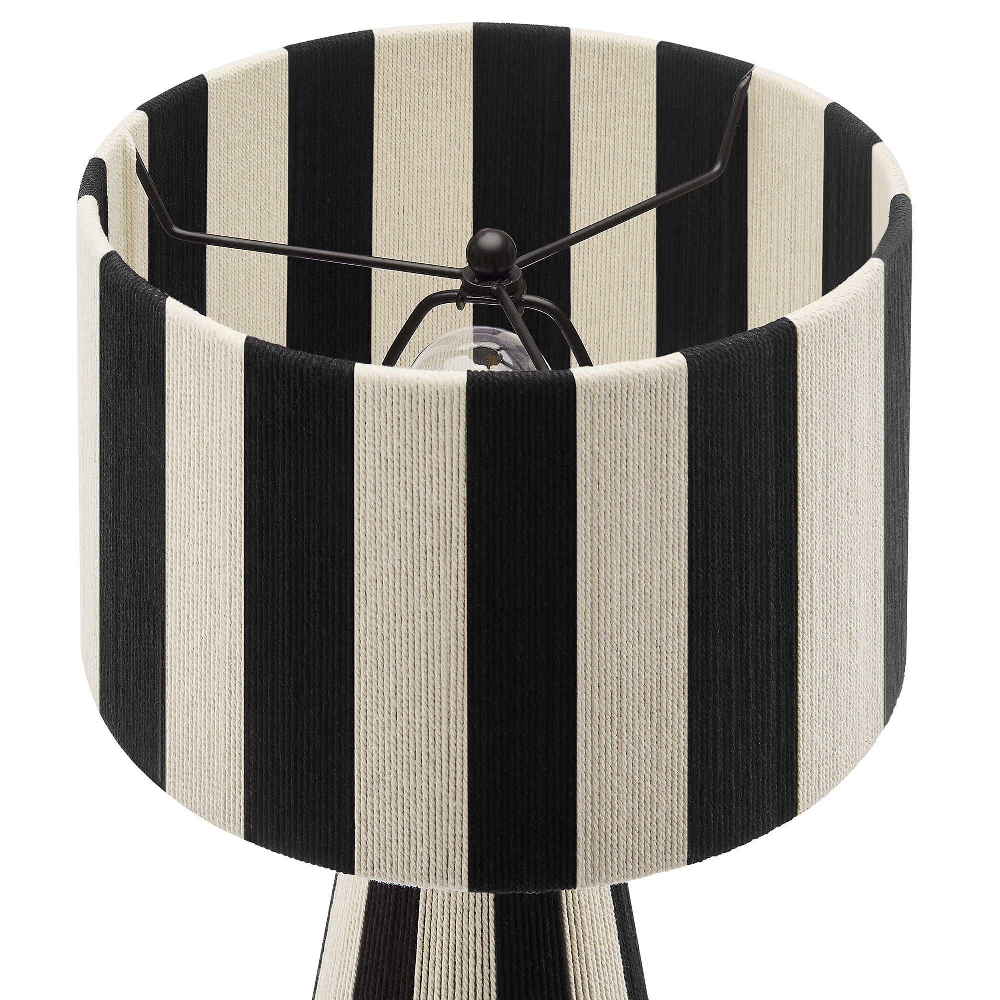 Renae Handwoven Cotton Thread Striped Table Lamp, Black