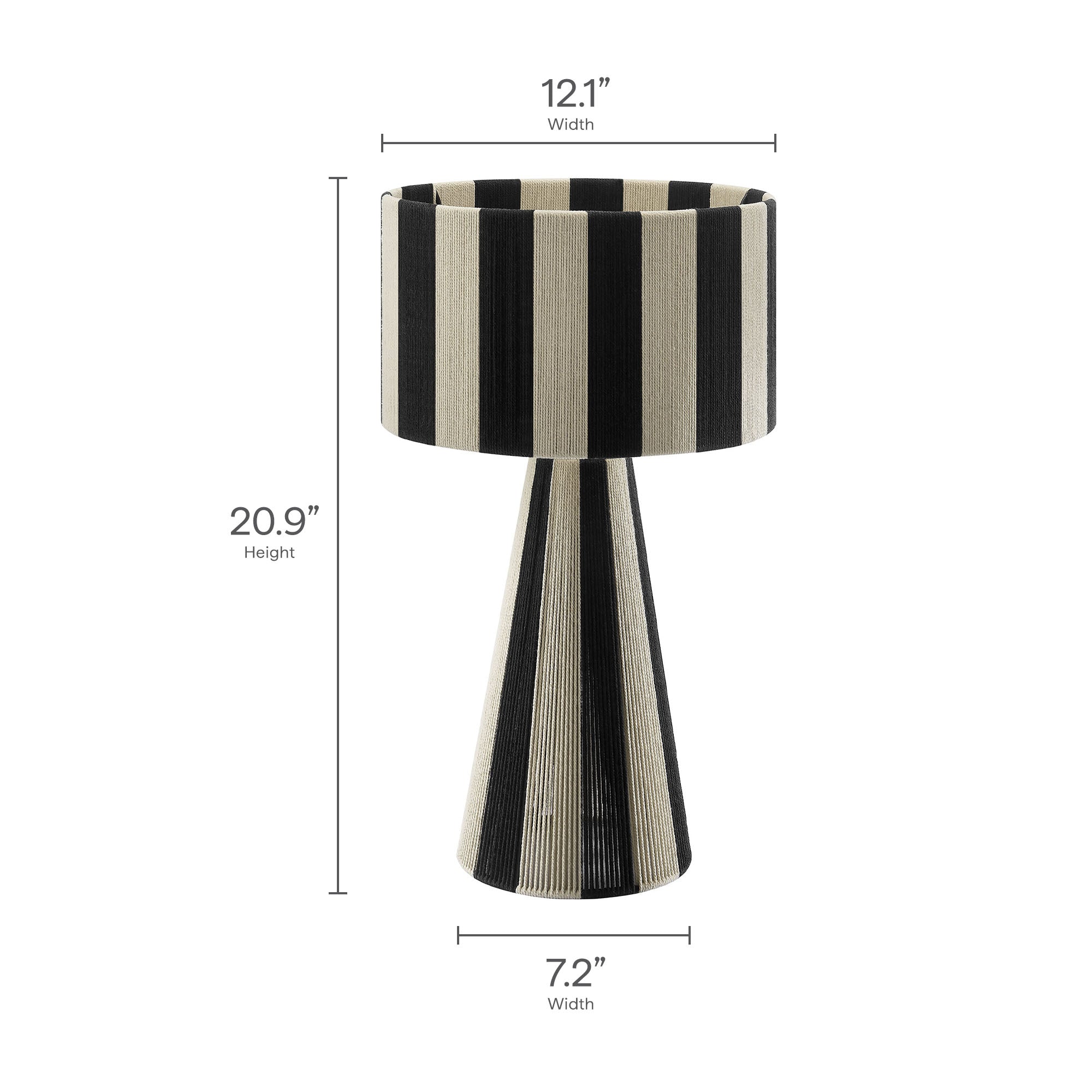 Renae Handwoven Cotton Thread Striped Table Lamp, Black