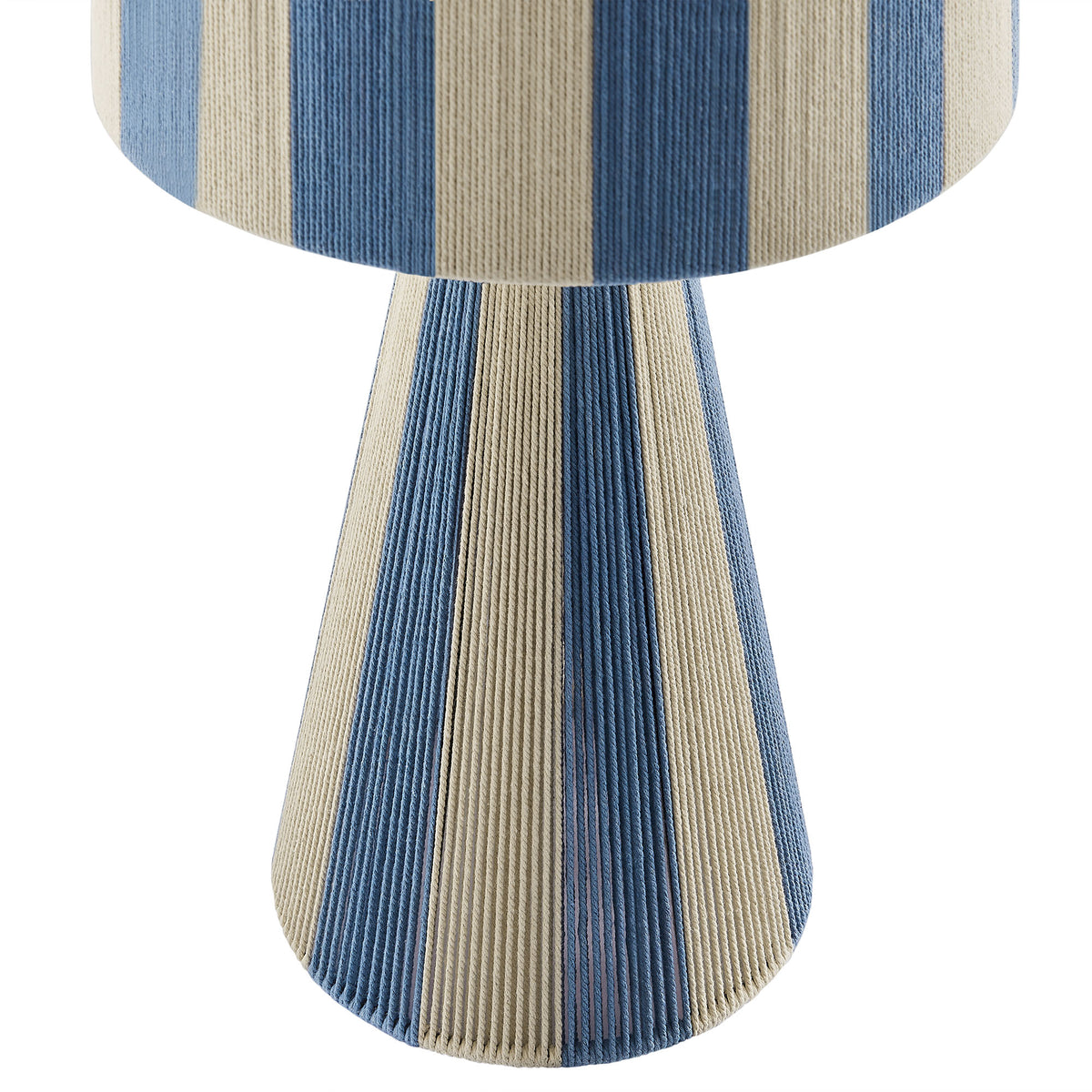 Renae Handwoven Cotton Thread Striped Table Lamp, Capri Blue