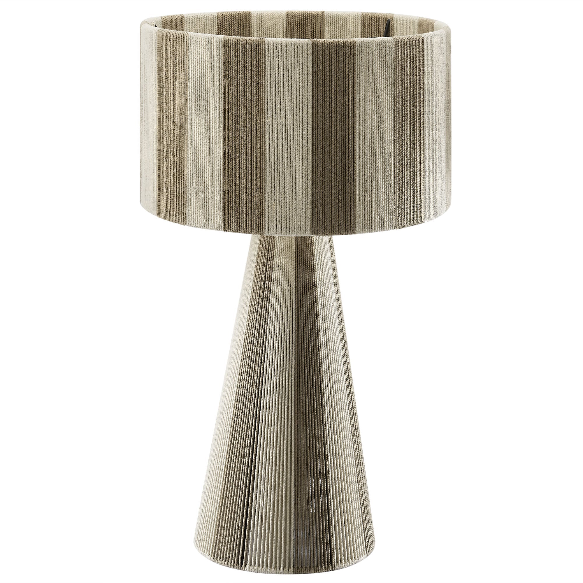 Renae Handwoven Cotton Thread Striped Table Lamp, Cobblestone