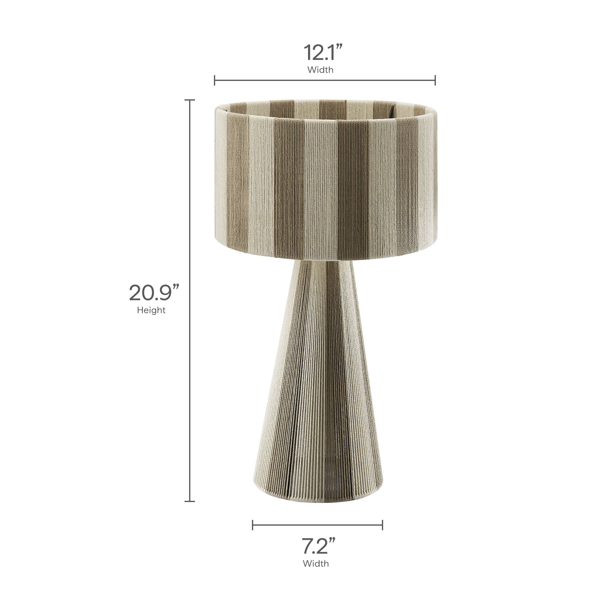 Renae Handwoven Cotton Thread Striped Table Lamp, Cobblestone