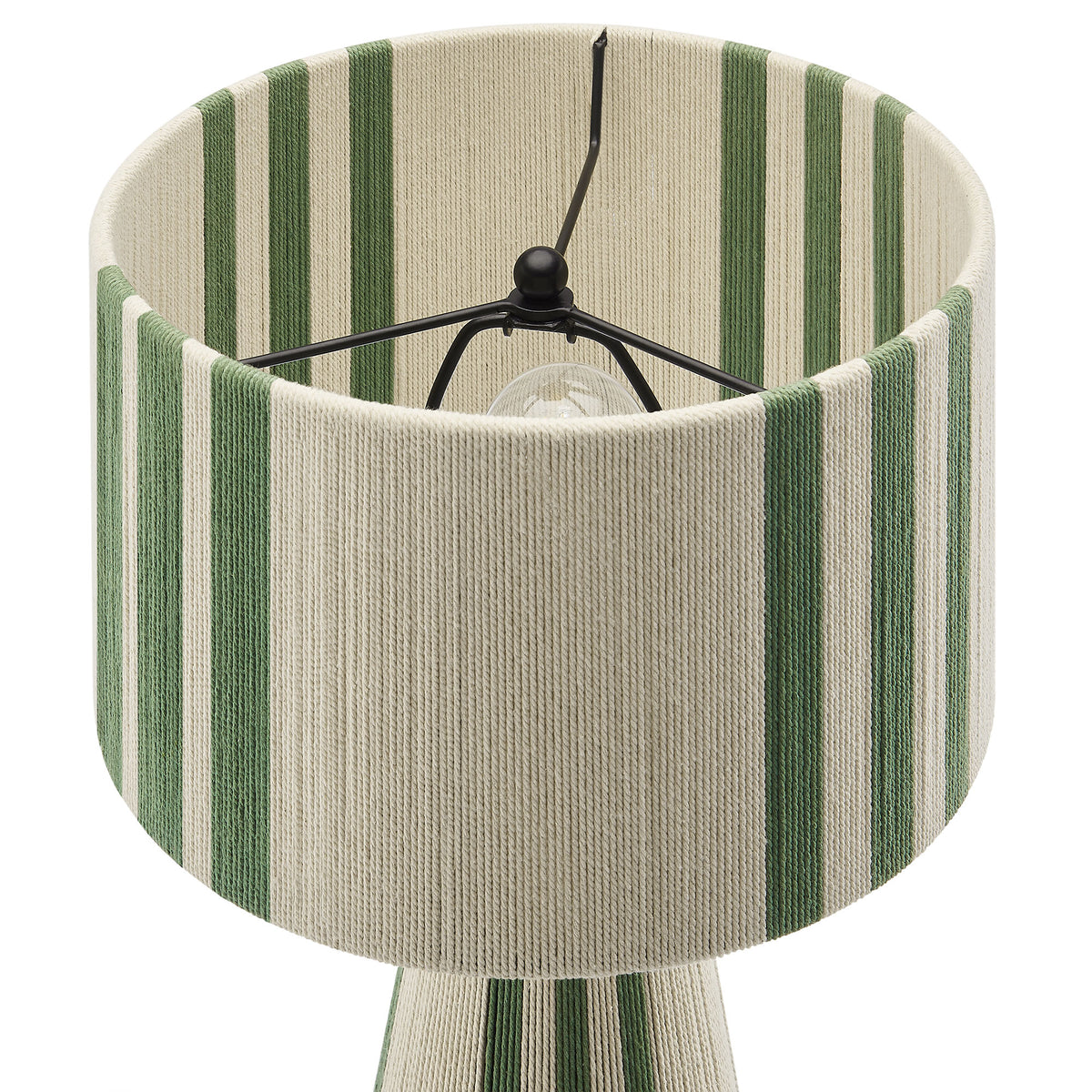 Gia Handwoven Cotton Thread Striped or Plain Table Lamp, Basil Green