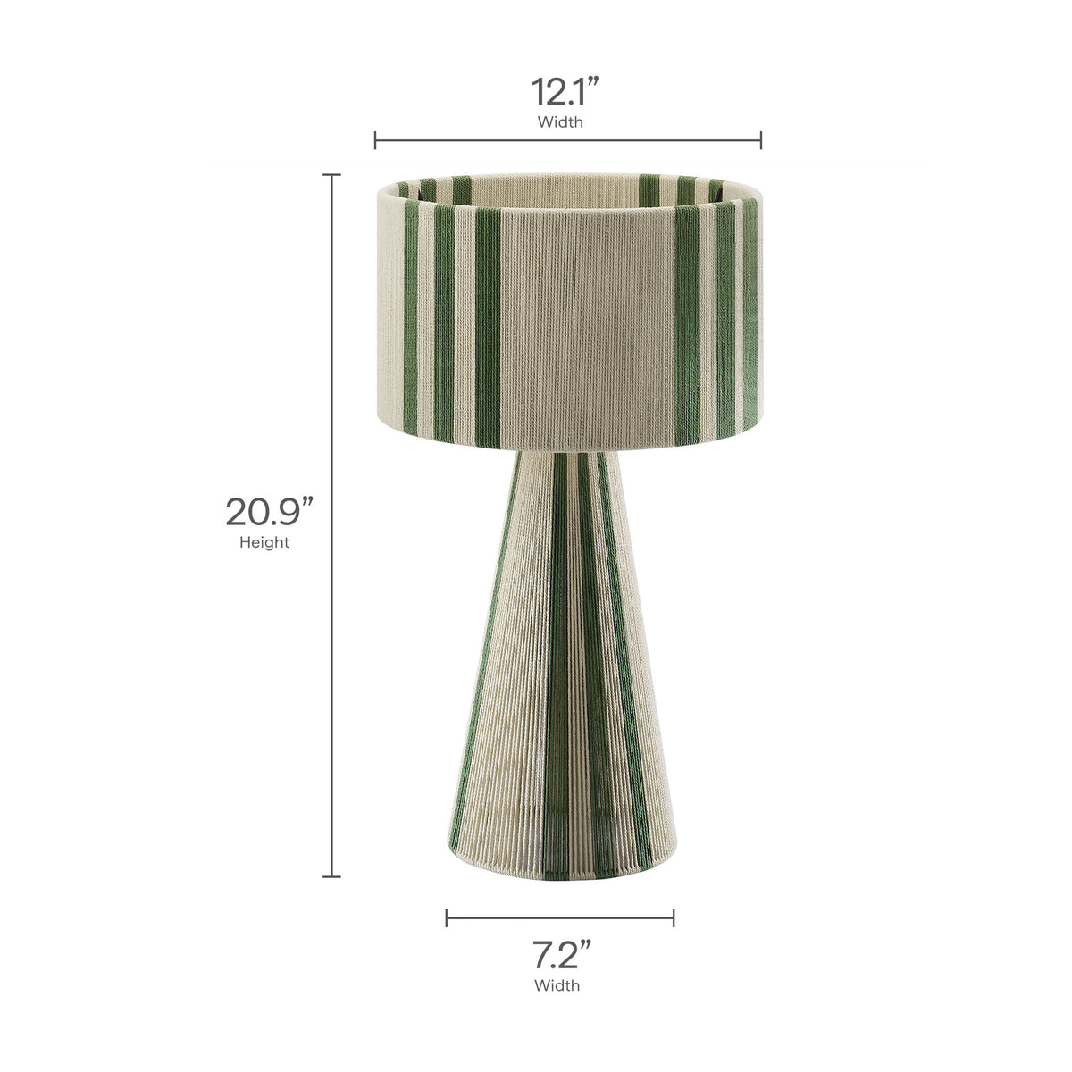 Gia Handwoven Cotton Thread Striped or Plain Table Lamp, Basil Green