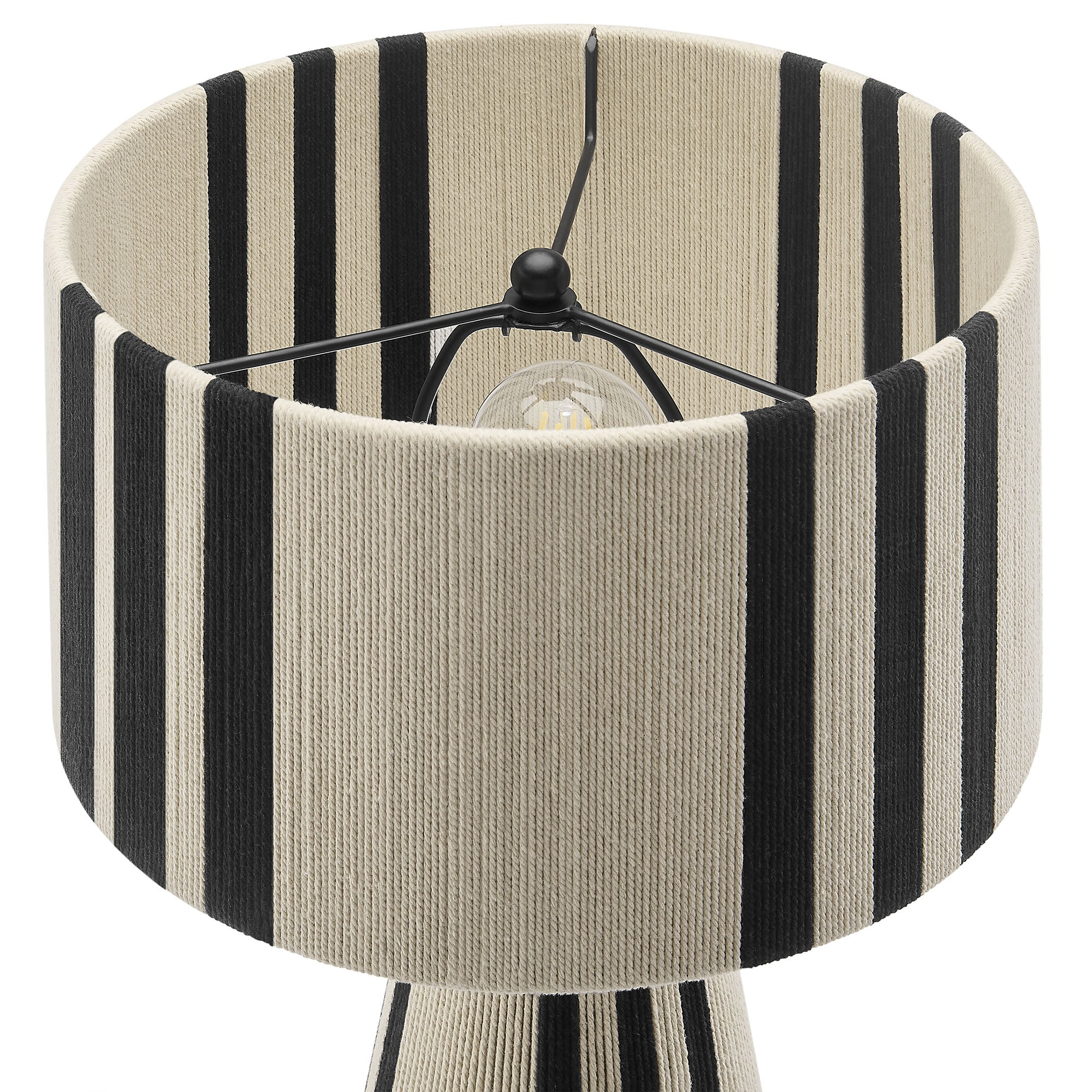 Gia Handwoven Cotton Thread Striped or Plain Table Lamp, Black