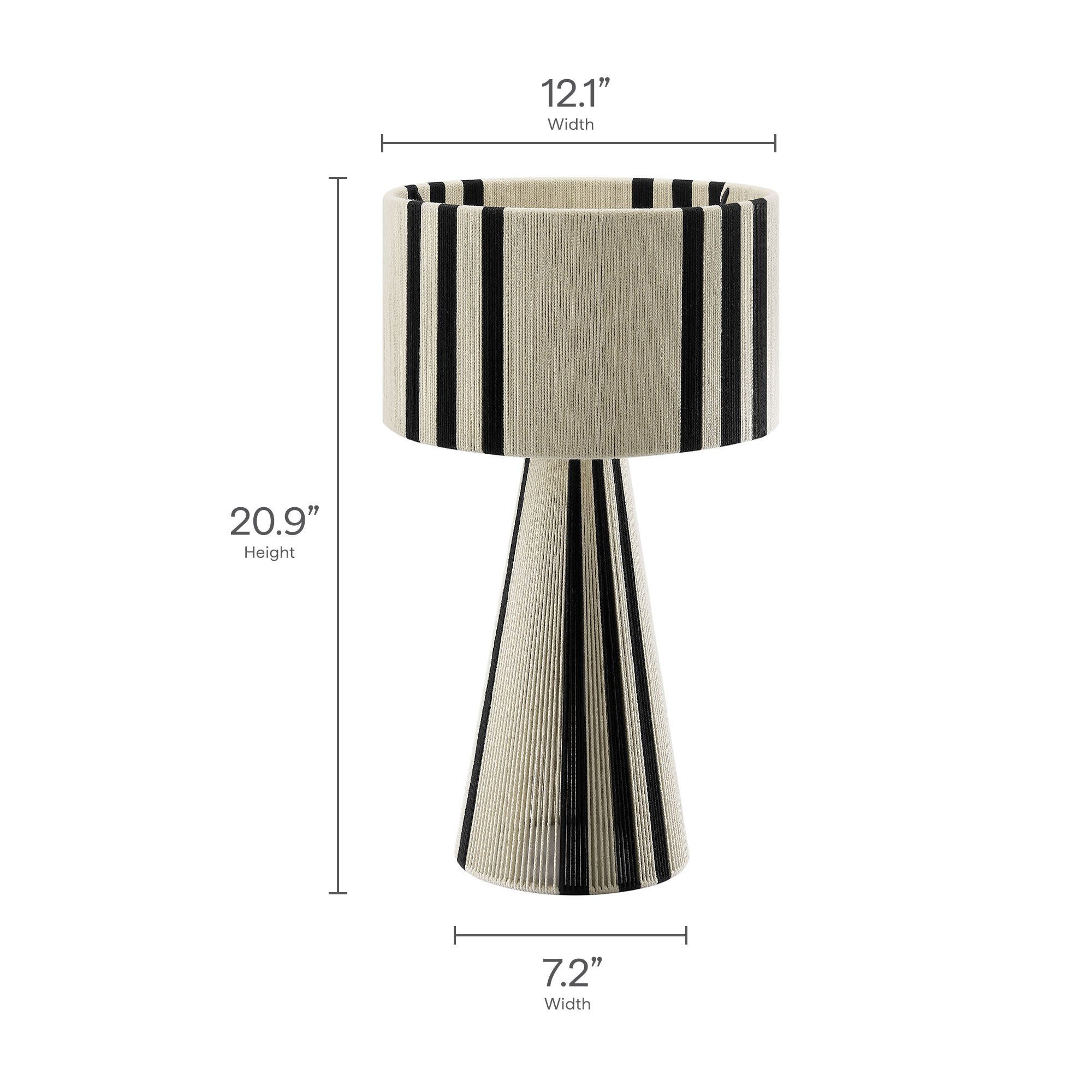 Gia Handwoven Cotton Thread Striped or Plain Table Lamp, Black
