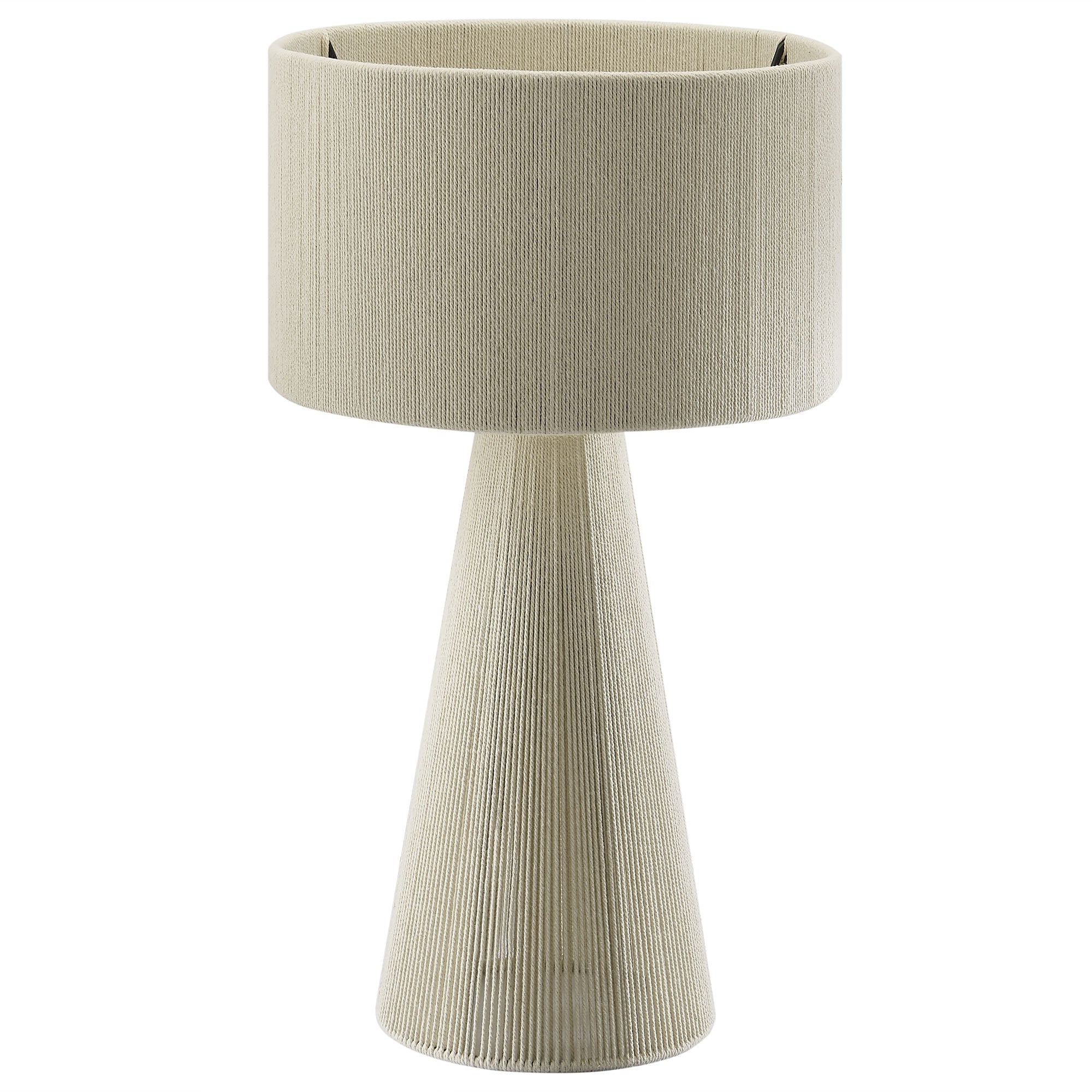 Gia Handwoven Cotton Thread Striped or Plain Table Lamp, Natural