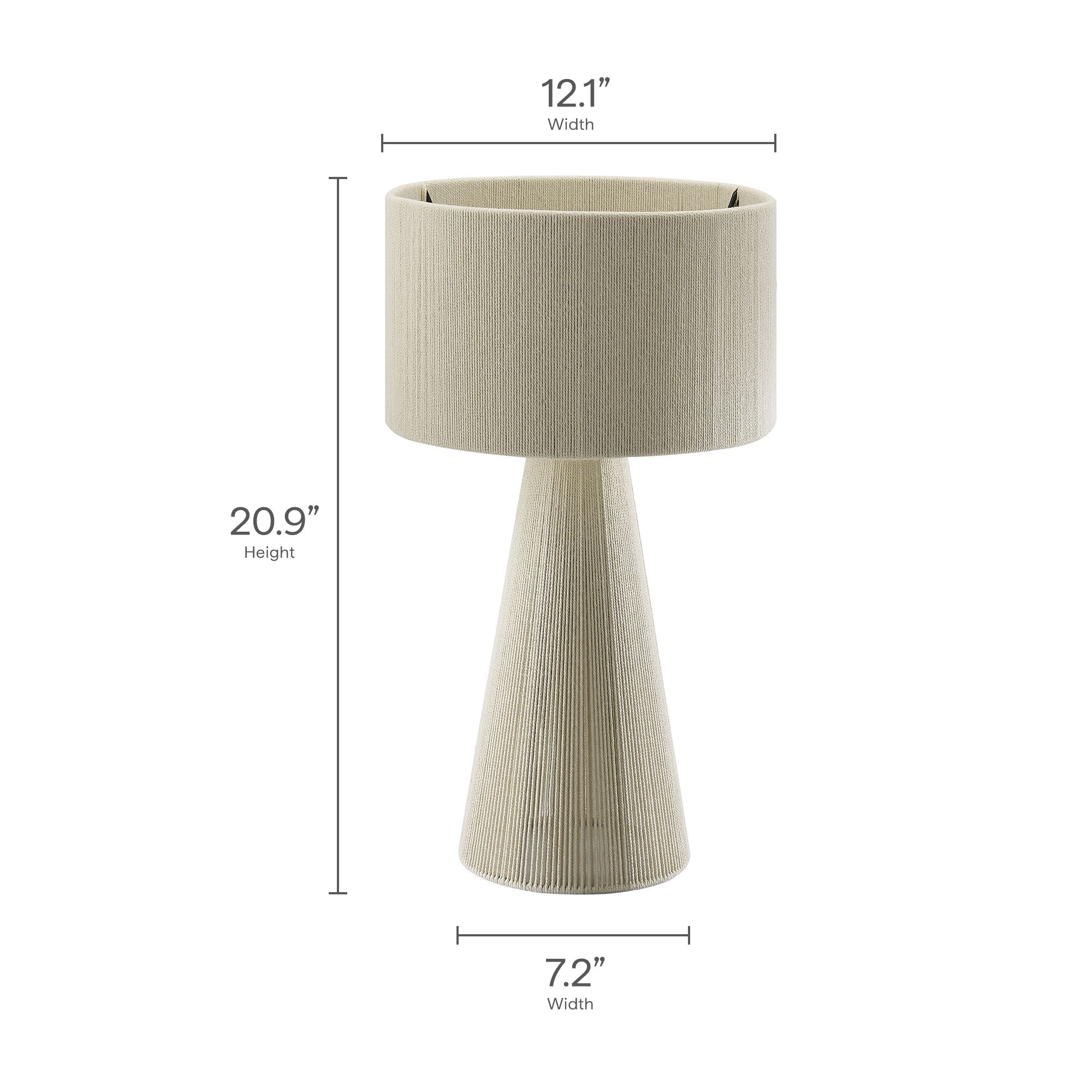 Gia Handwoven Cotton Thread Striped or Plain Table Lamp, Natural