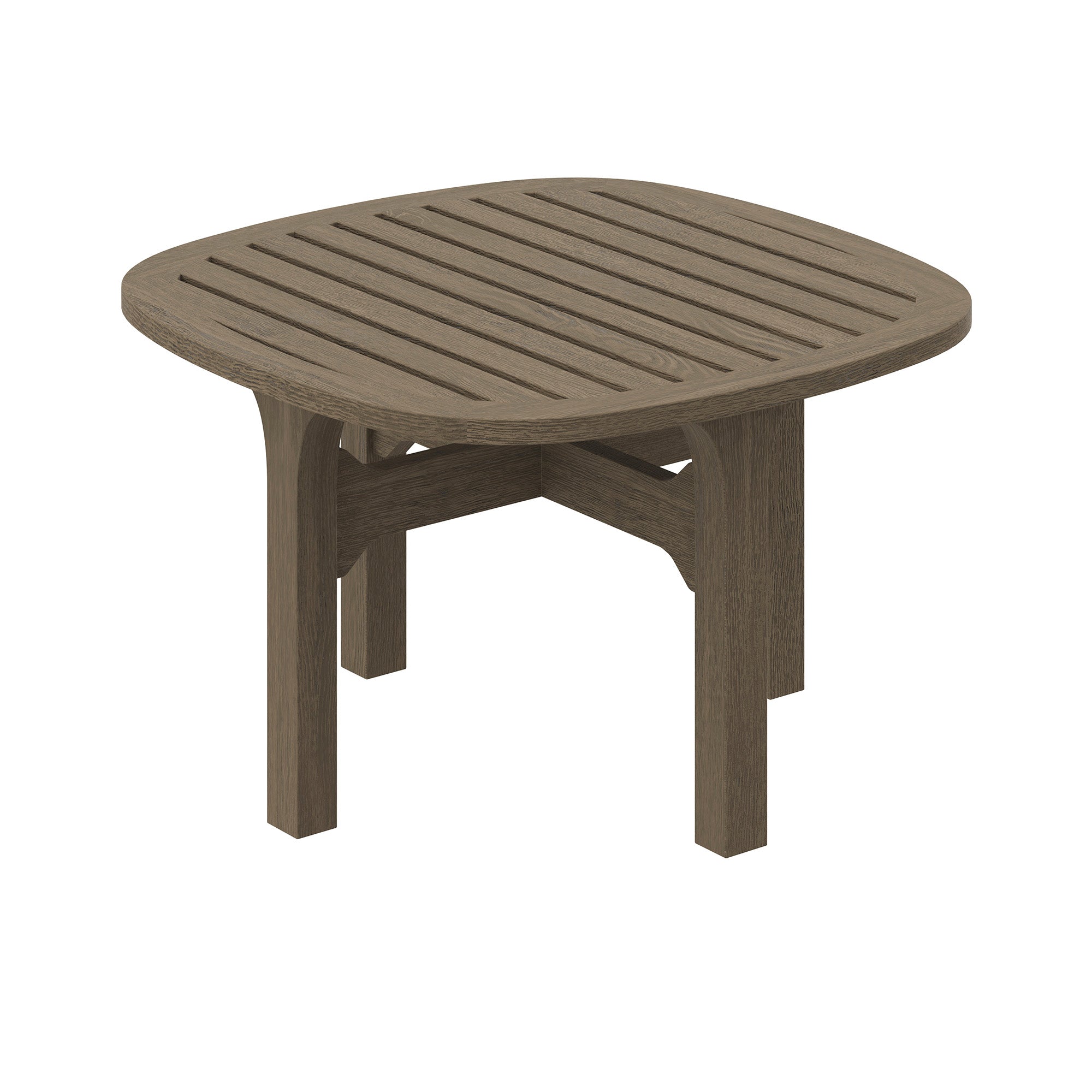 Saratoga Square Outdoor Patio Teak Wood Side Table, Weathered Gray