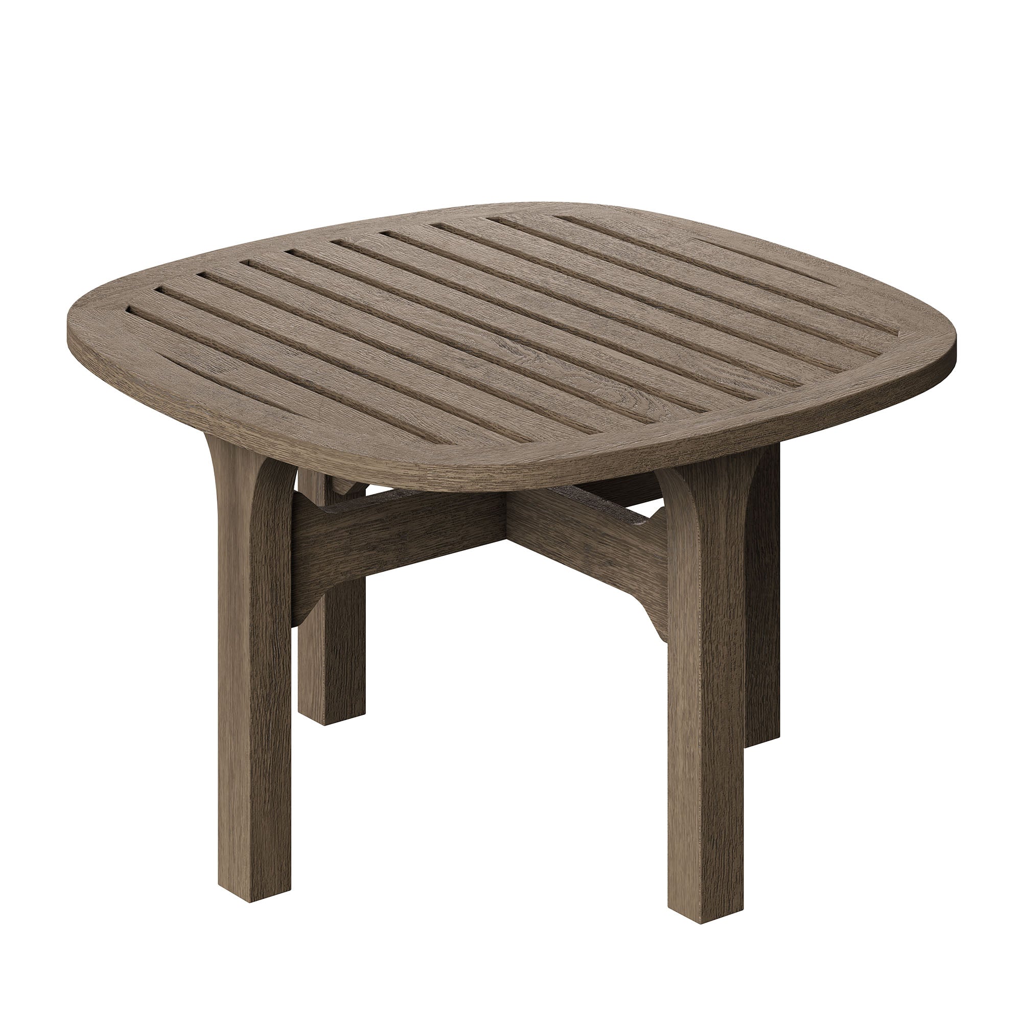 Saratoga Square Outdoor Patio Teak Wood Side Table, Weathered Gray