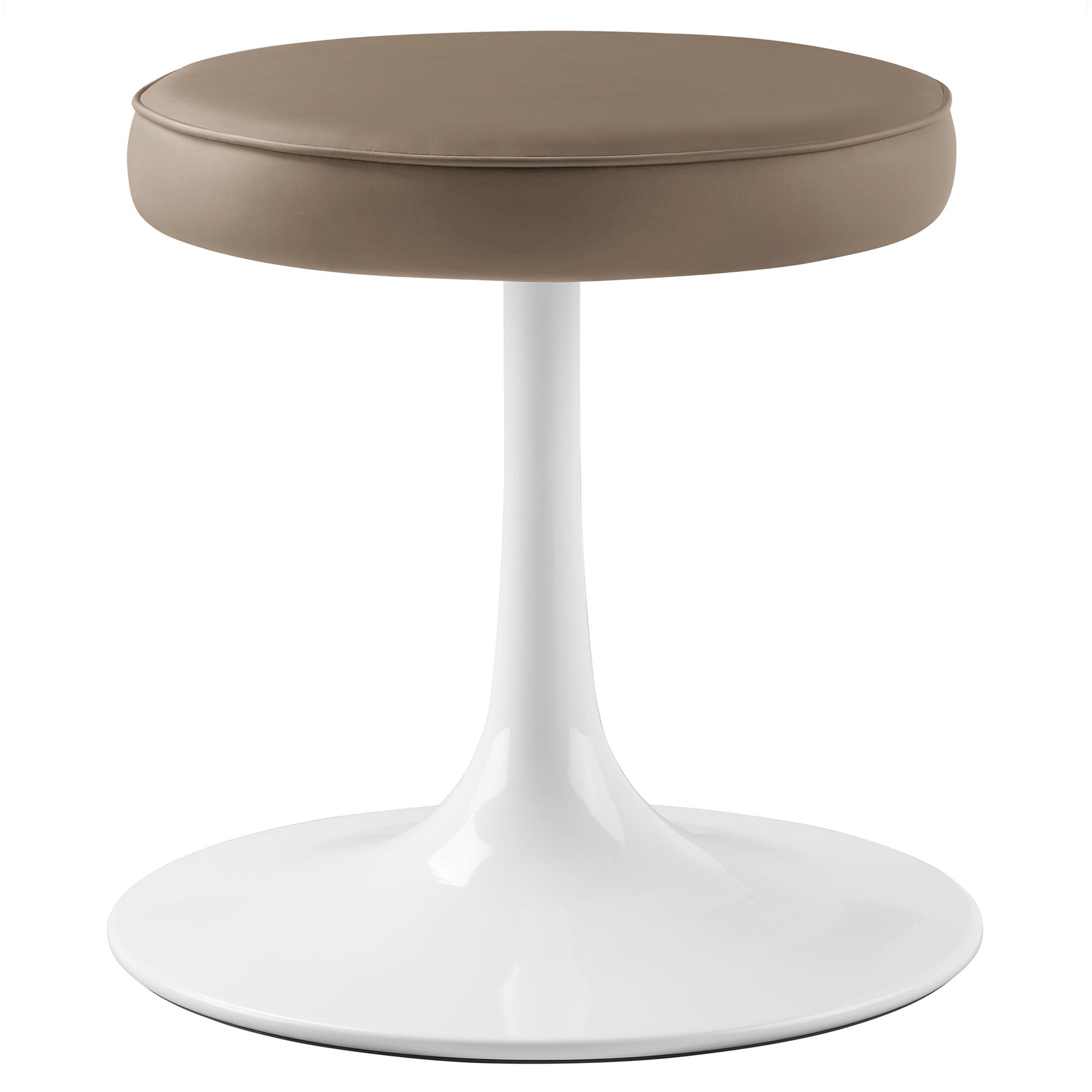 Lippa Vegan Leather Round Stool, Mushroom Brown