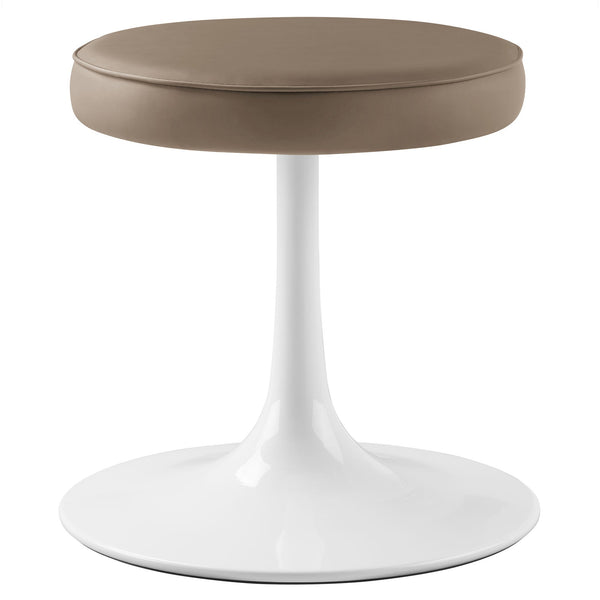 Lippa Vegan Leather Round Stool, Mushroom Brown
