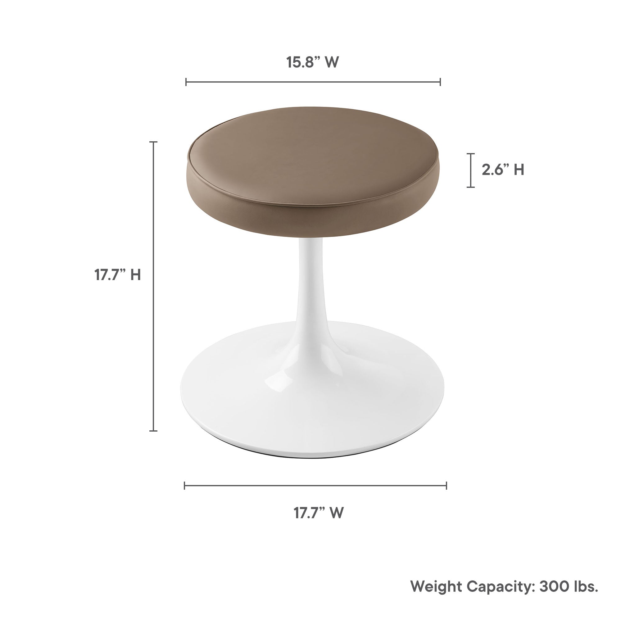Lippa Vegan Leather Round Stool, Mushroom Brown