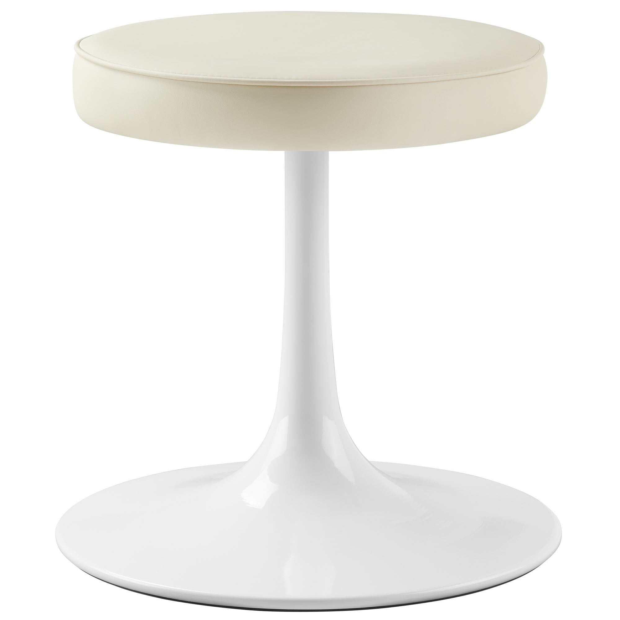 Lippa Vegan Leather Round Stool, Stone