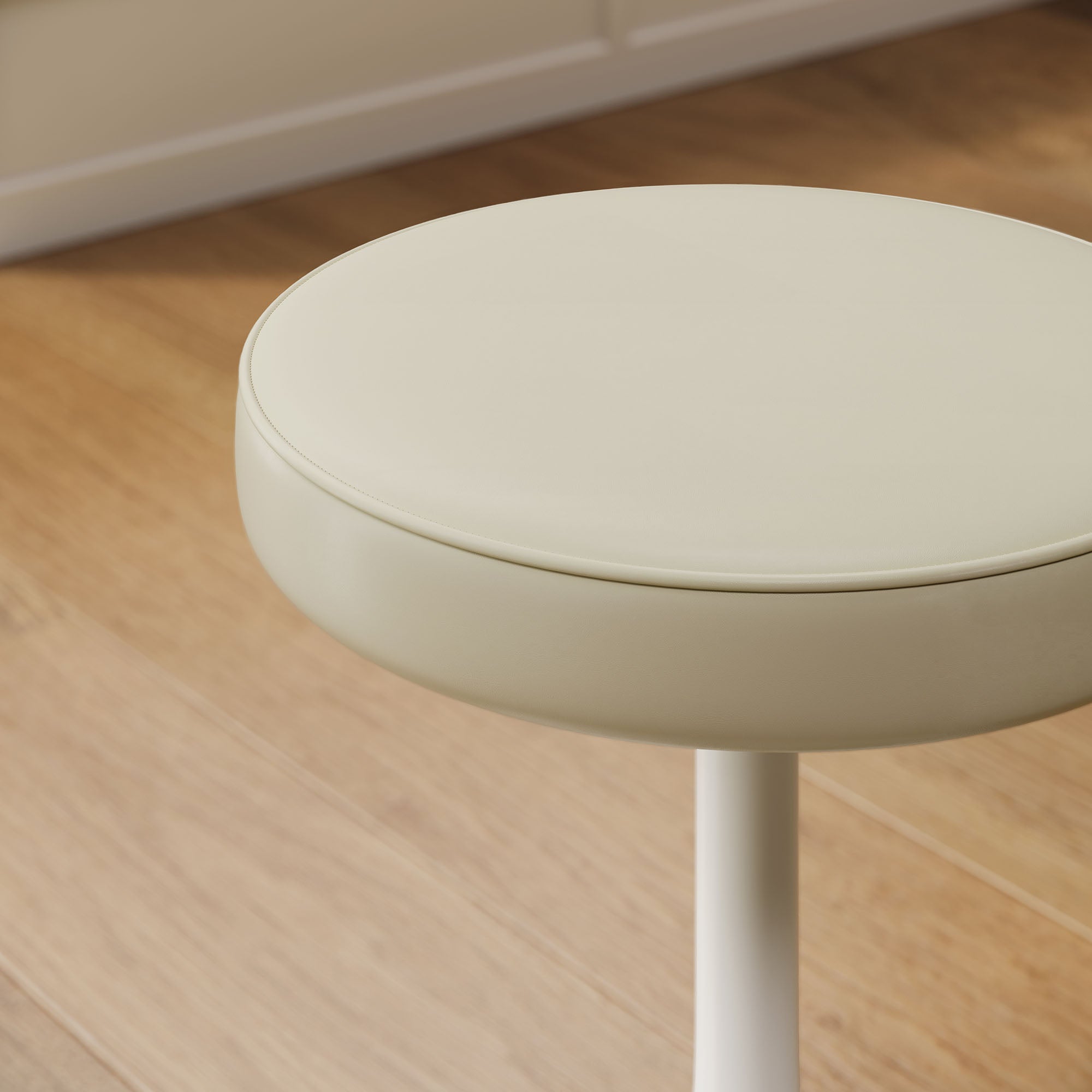 Lippa Vegan Leather Round Stool, Stone