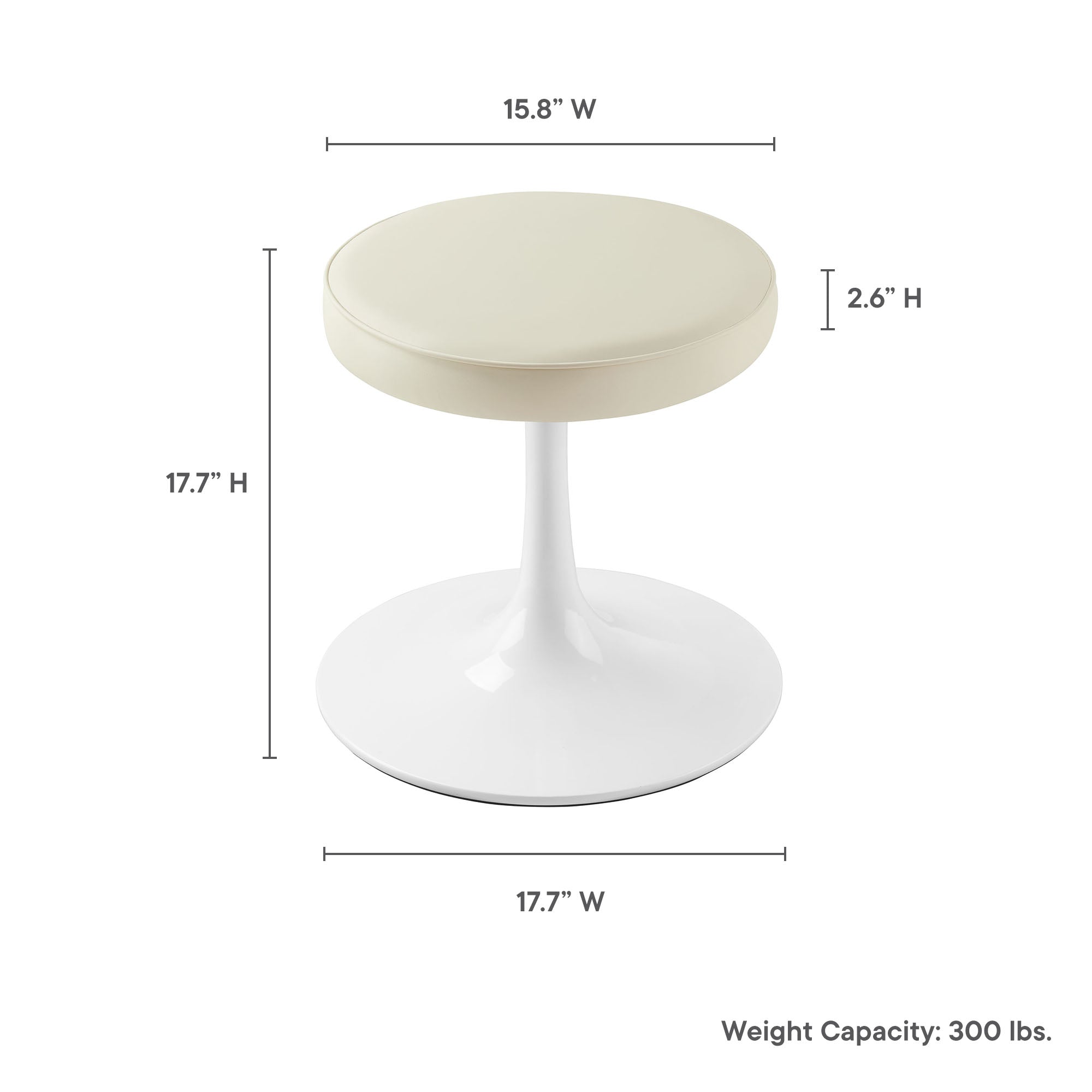 Lippa Vegan Leather Round Stool, Stone