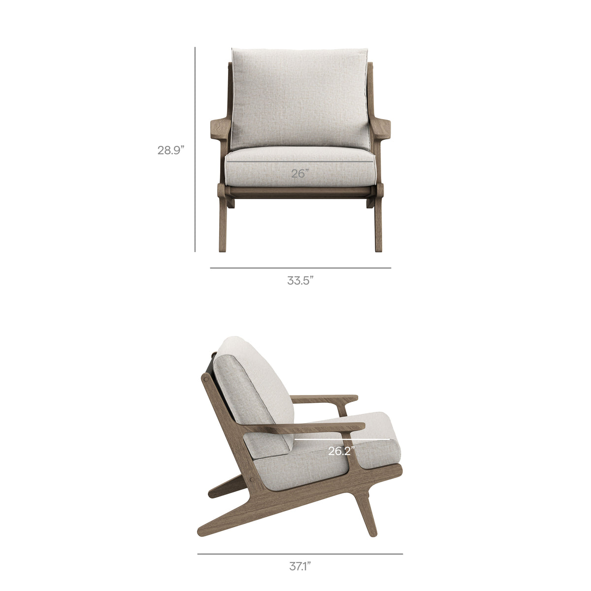 Saratoga 3-Piece Outdoor Patio Teak Wood Furniture Set with Lounge Chairs and Side Table, Pebble