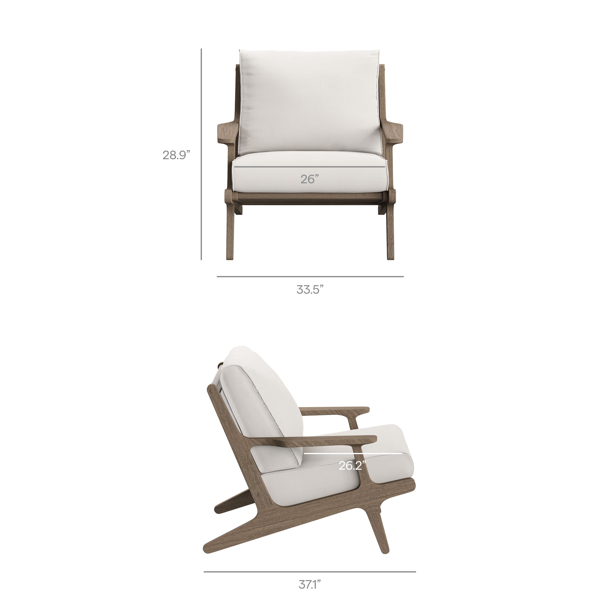 Saratoga 3-Piece Outdoor Patio Teak Wood Furniture Set with Lounge Chairs and Side Table, Weathered Gray White