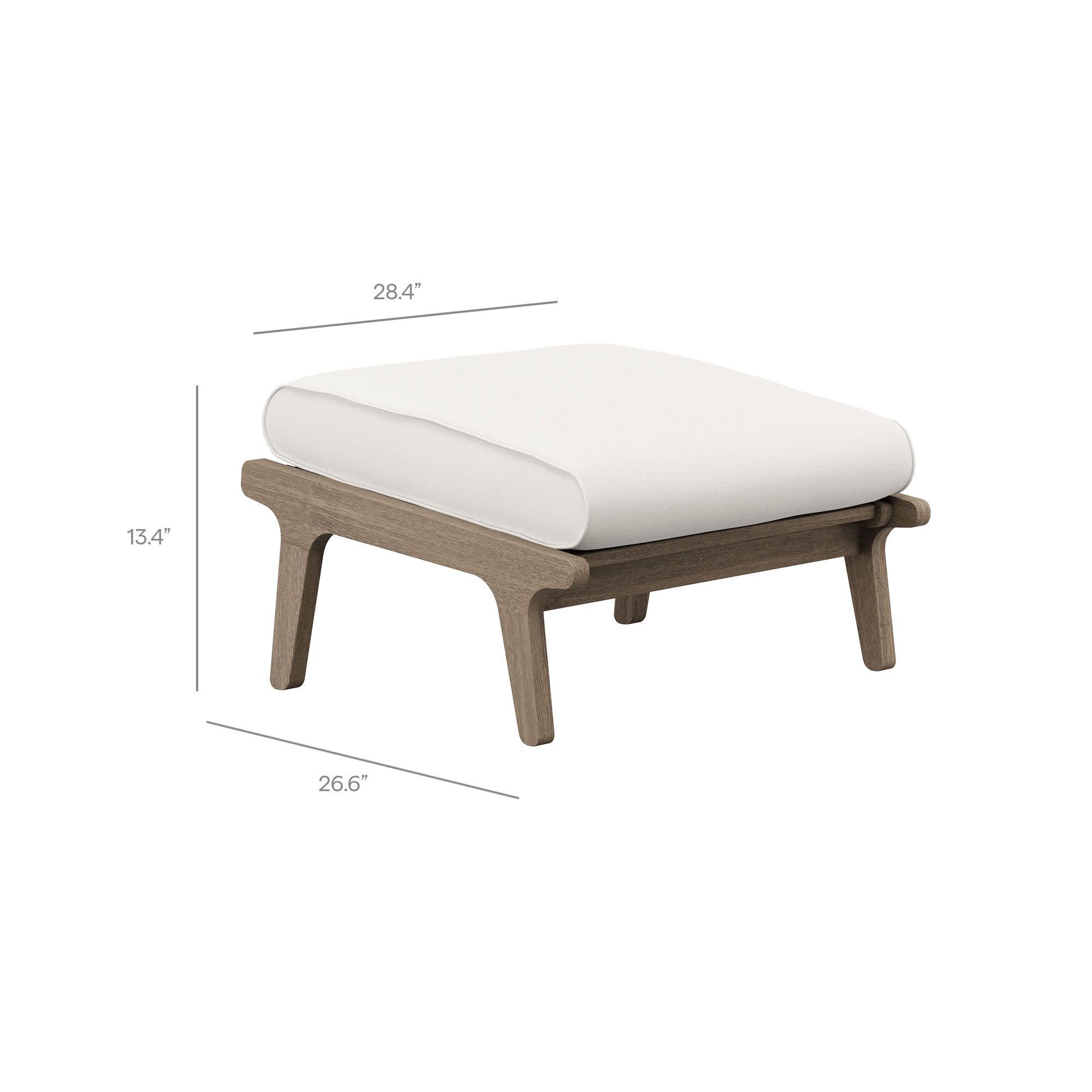 Saratoga Outdoor Patio Teak Wood Chair and Ottoman Set, Weathered Gray White