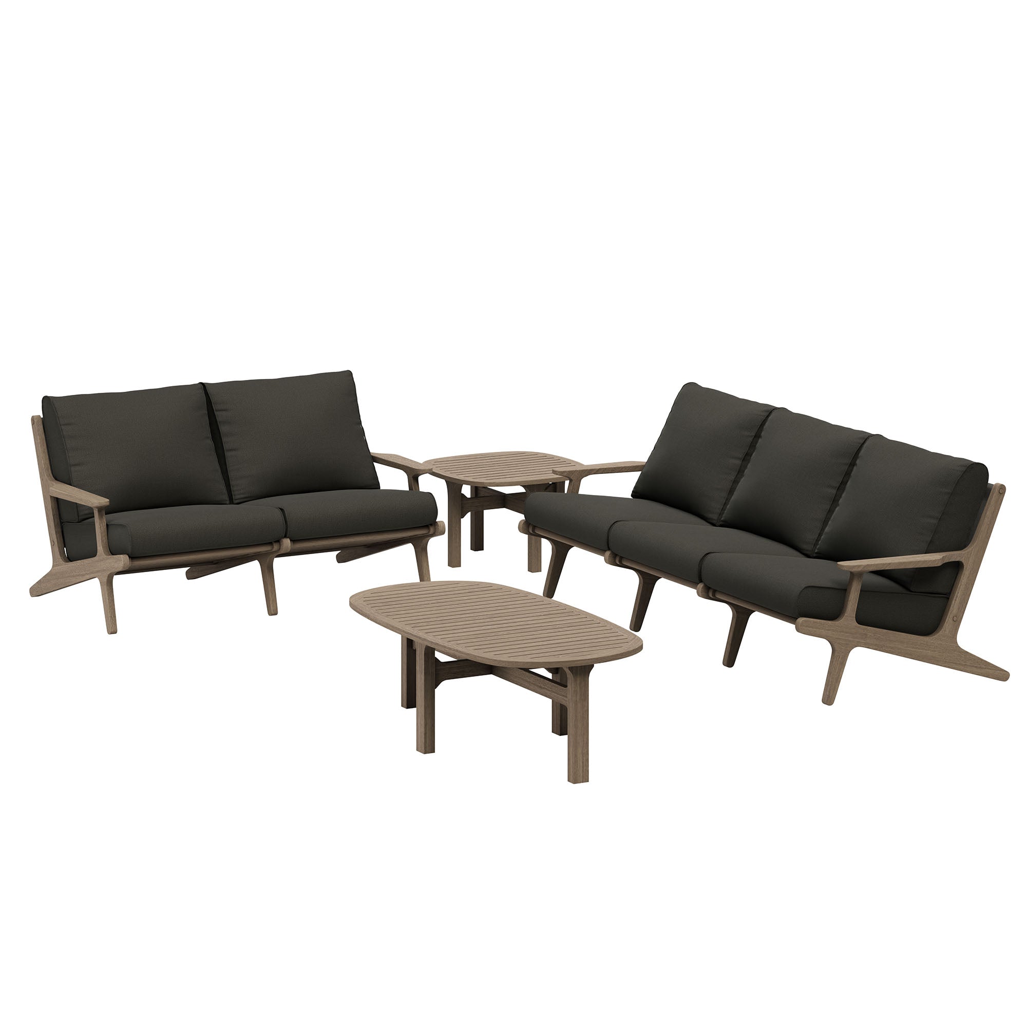 Saratoga 4-Piece Outdoor Patio Teak Wood Furniture Set, Flint Gray
