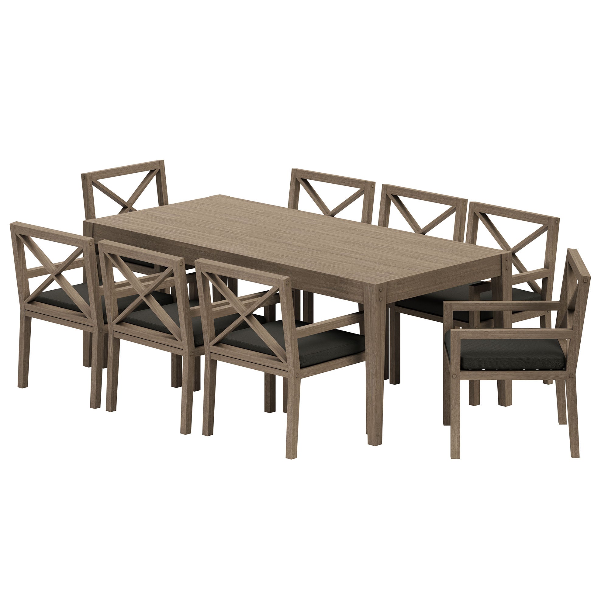 Northlake 9-Piece Outdoor Patio Teak Wood Dining Set, Flint Gray