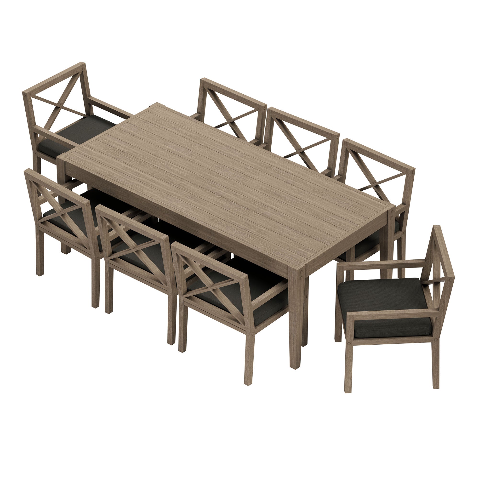 Northlake 9-Piece Outdoor Patio Teak Wood Dining Set, Flint Gray