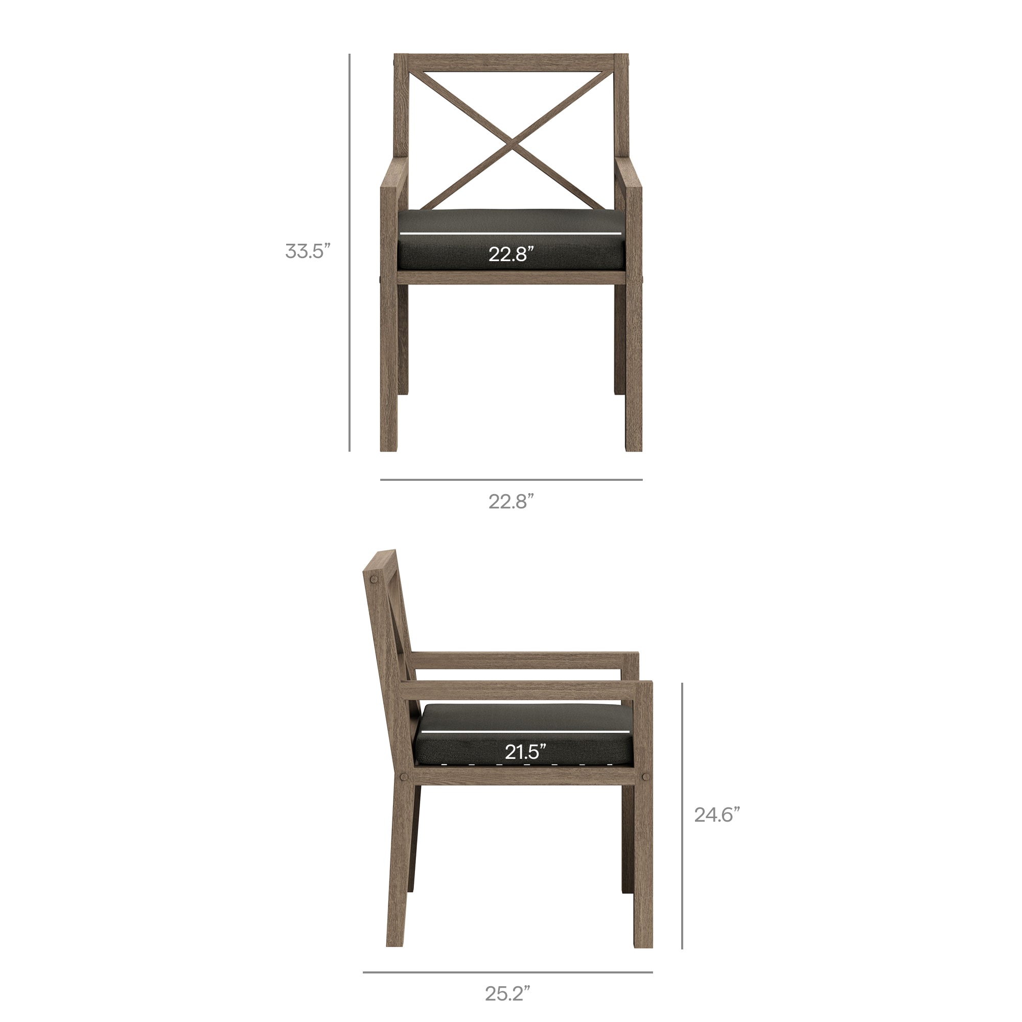 Northlake 9-Piece Outdoor Patio Teak Wood Dining Set, Flint Gray