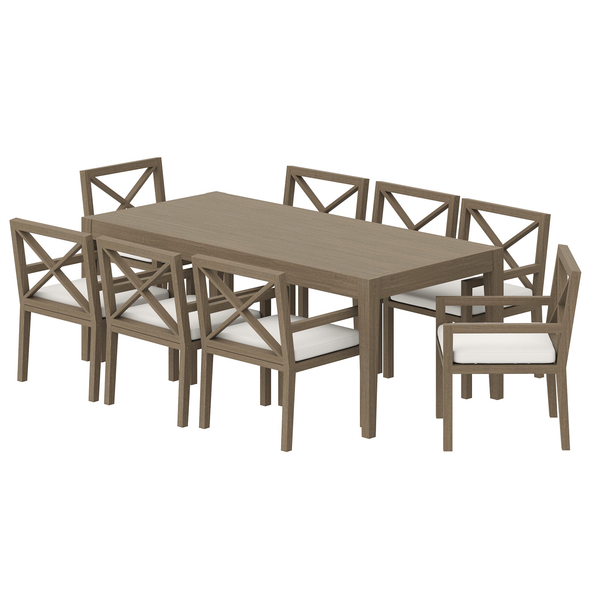 Northlake 9-Piece Outdoor Patio Teak Wood Dining Set, Weathered Gray