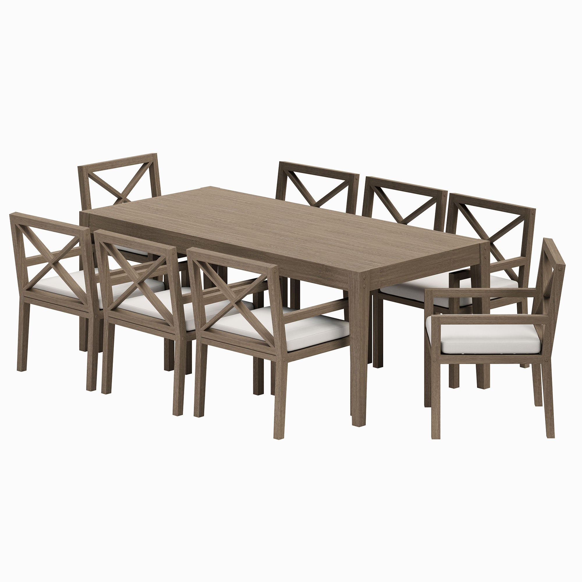 Northlake 9-Piece Outdoor Patio Teak Wood Dining Set, Weathered Gray