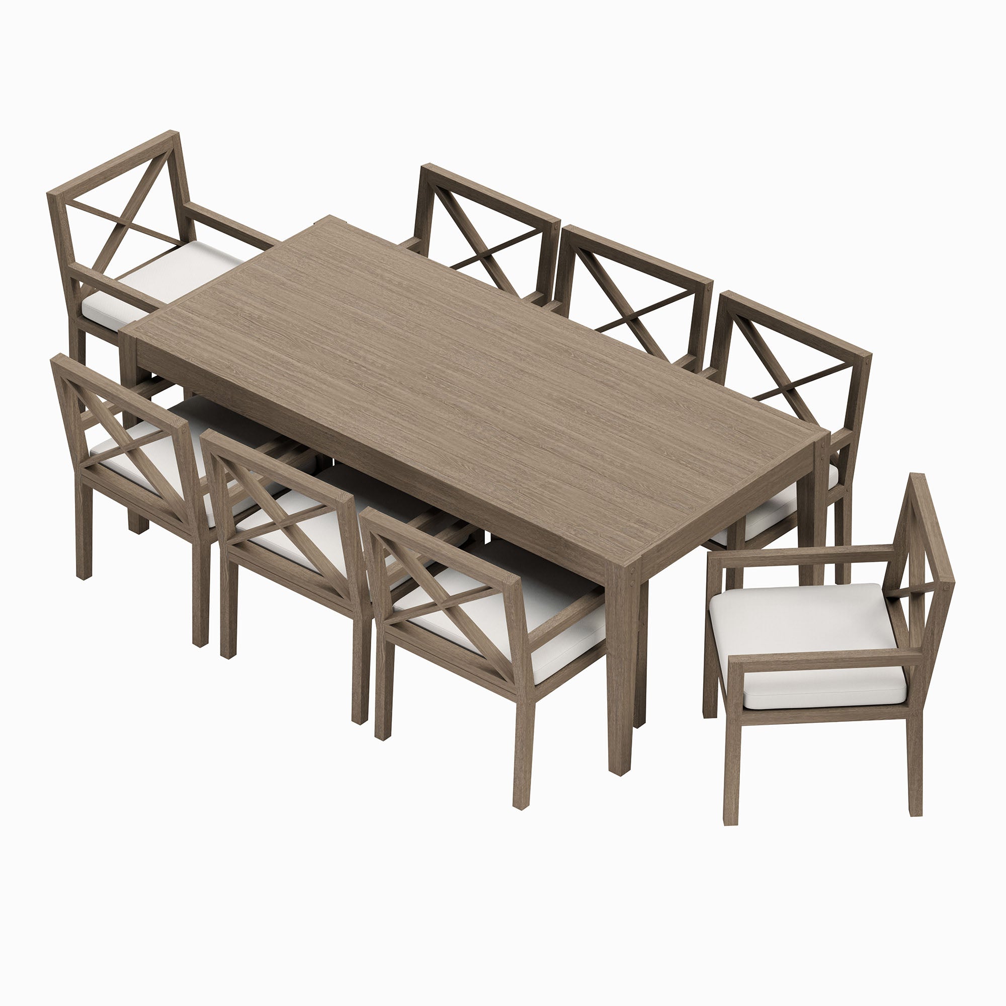 Northlake 9-Piece Outdoor Patio Teak Wood Dining Set, Weathered Gray