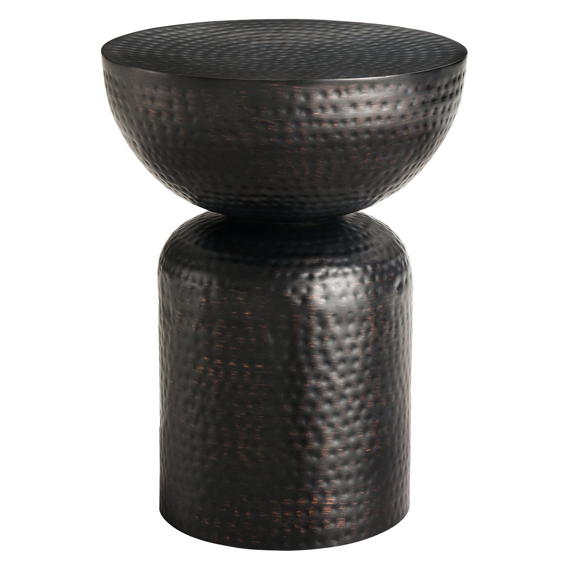 Mella Metal Hammered Side Table, Black