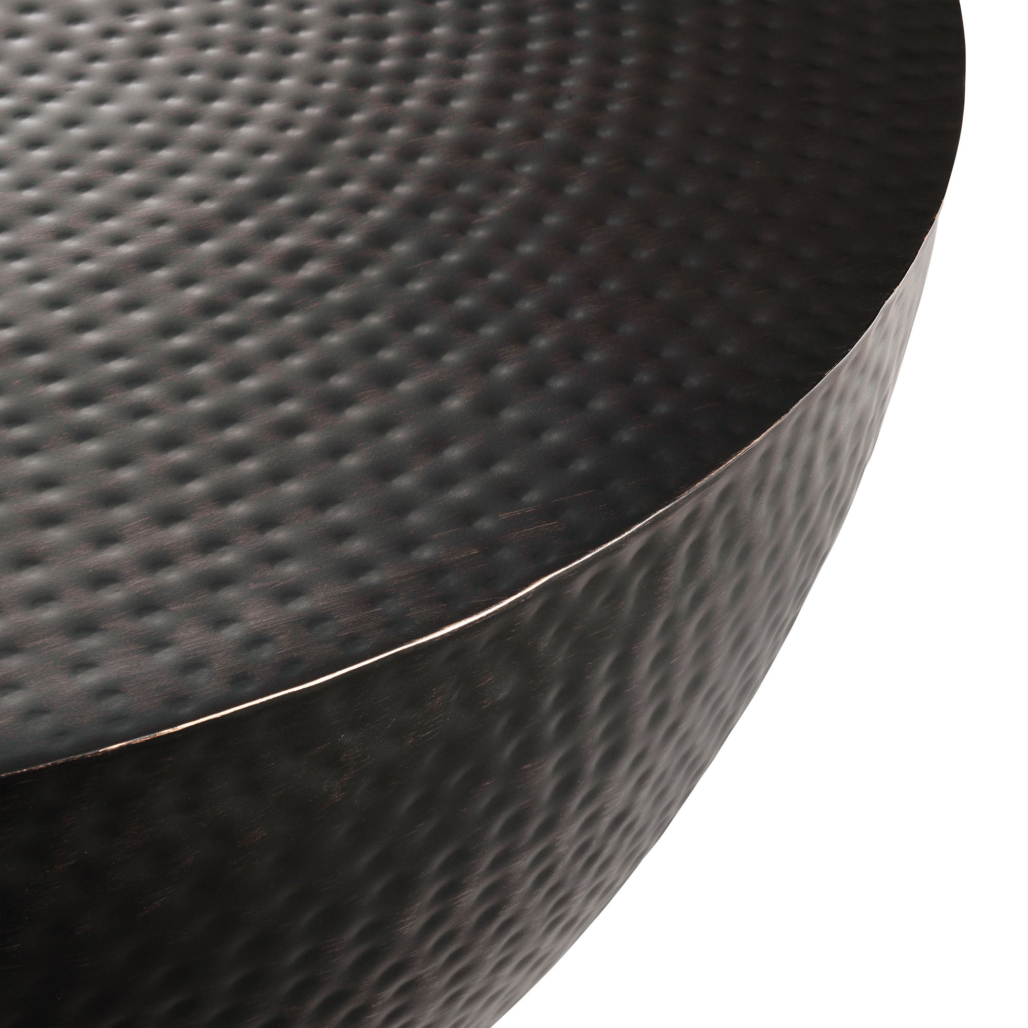 Mella 32 Inch Metal Hammered Coffee Table, Black