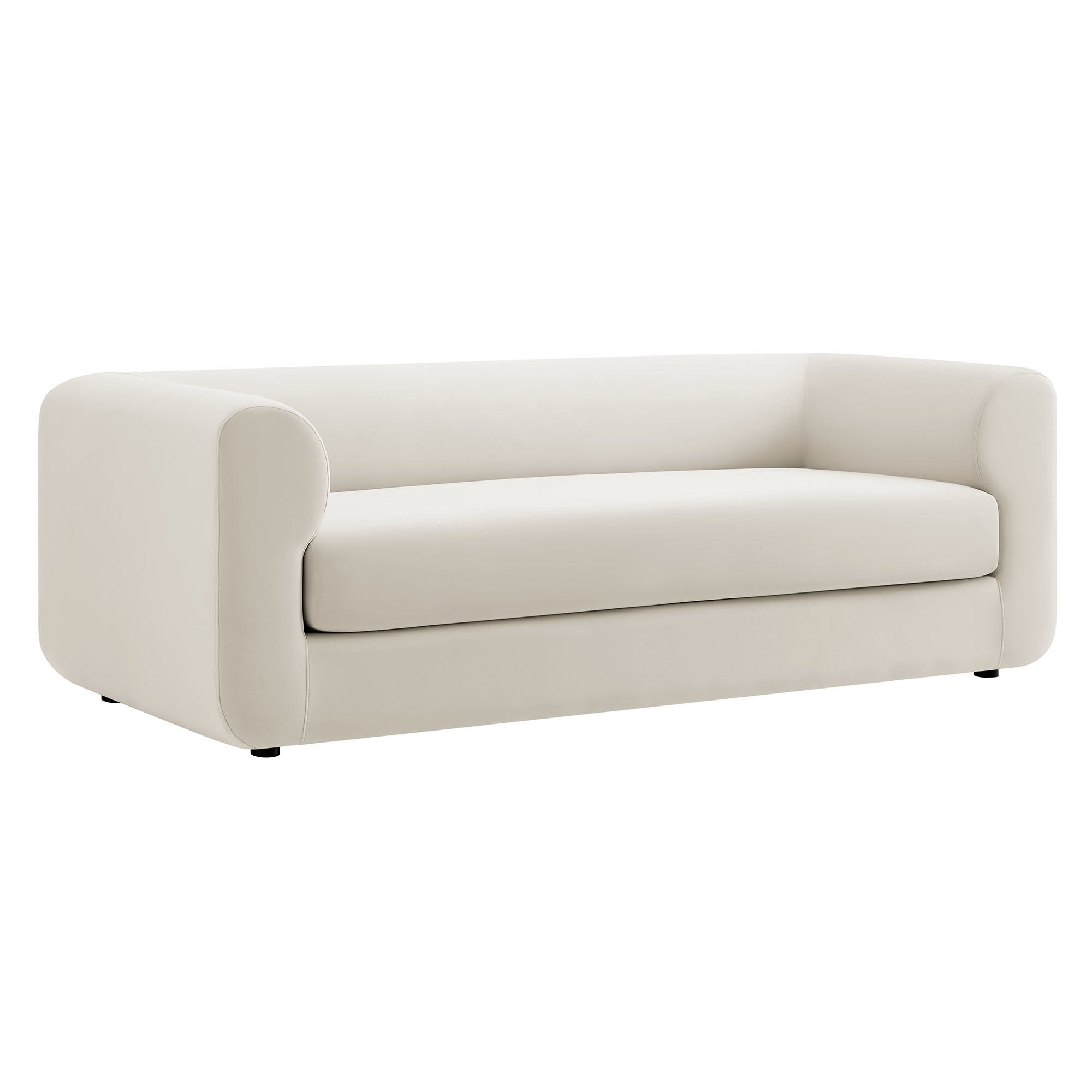 Leif 89" Performance Velvet Upholstered Sofa, Alabaster