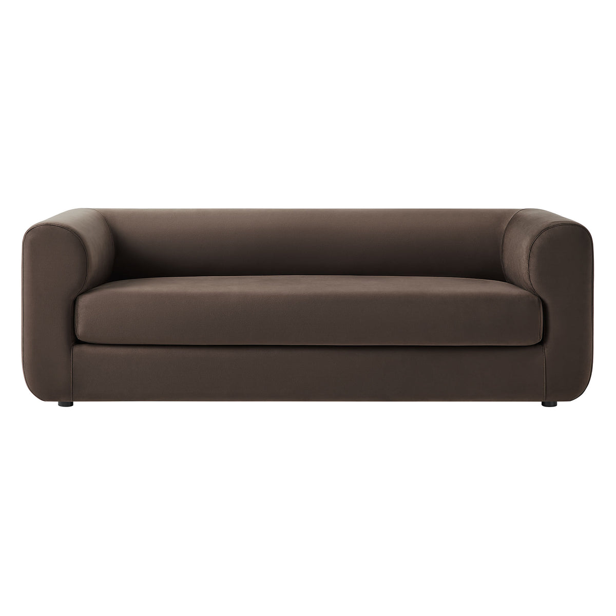 Leif 89" Performance Velvet Upholstered Sofa, Chocolate Brown