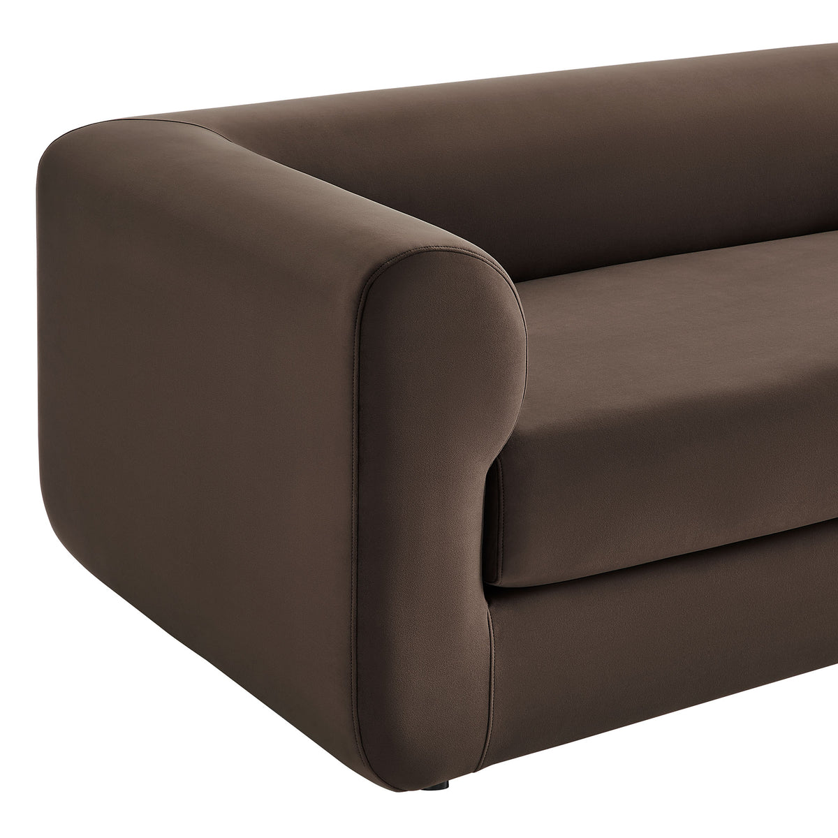 Leif 89" Performance Velvet Upholstered Sofa, Chocolate Brown