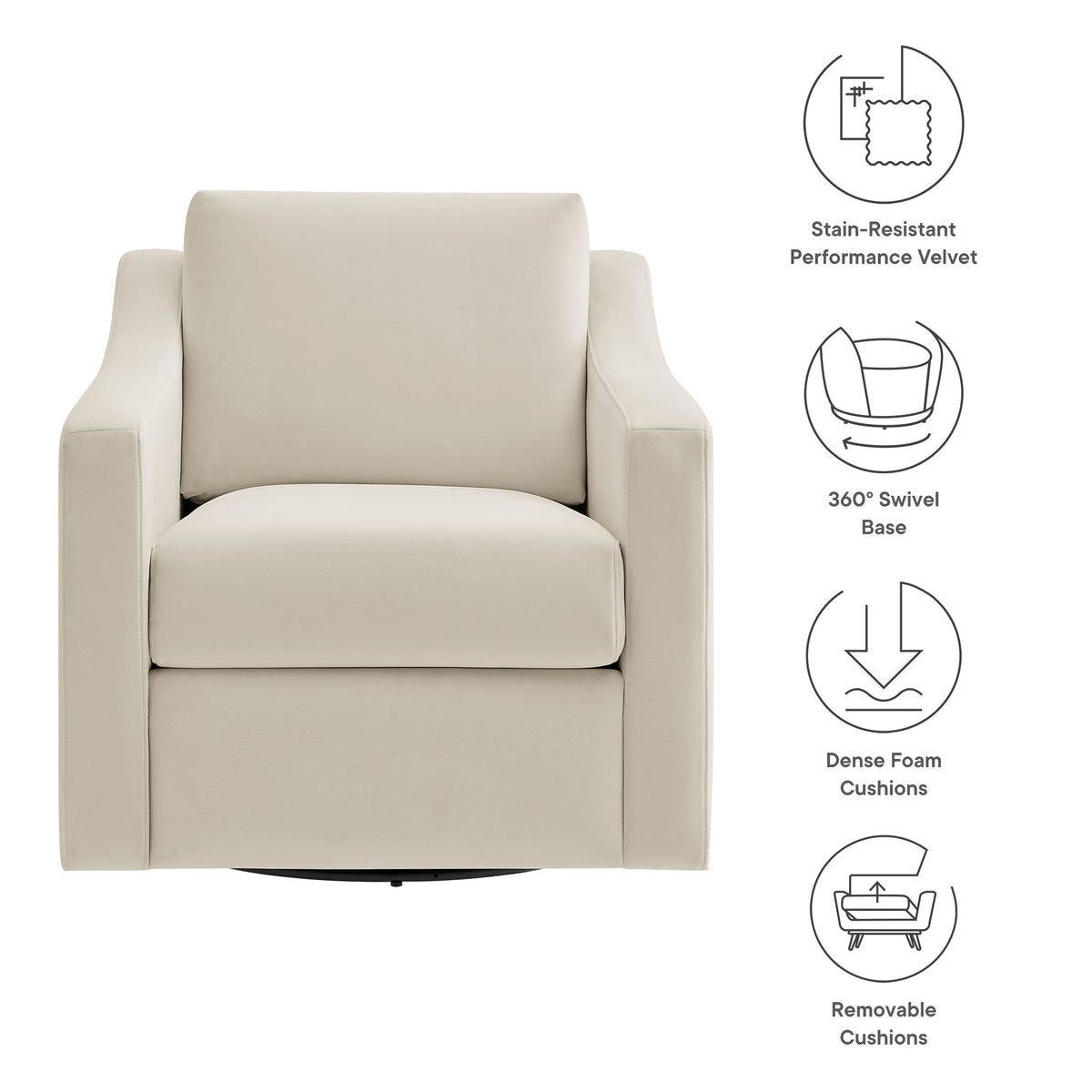 Liora Performance Velvet Armchair, Alabaster