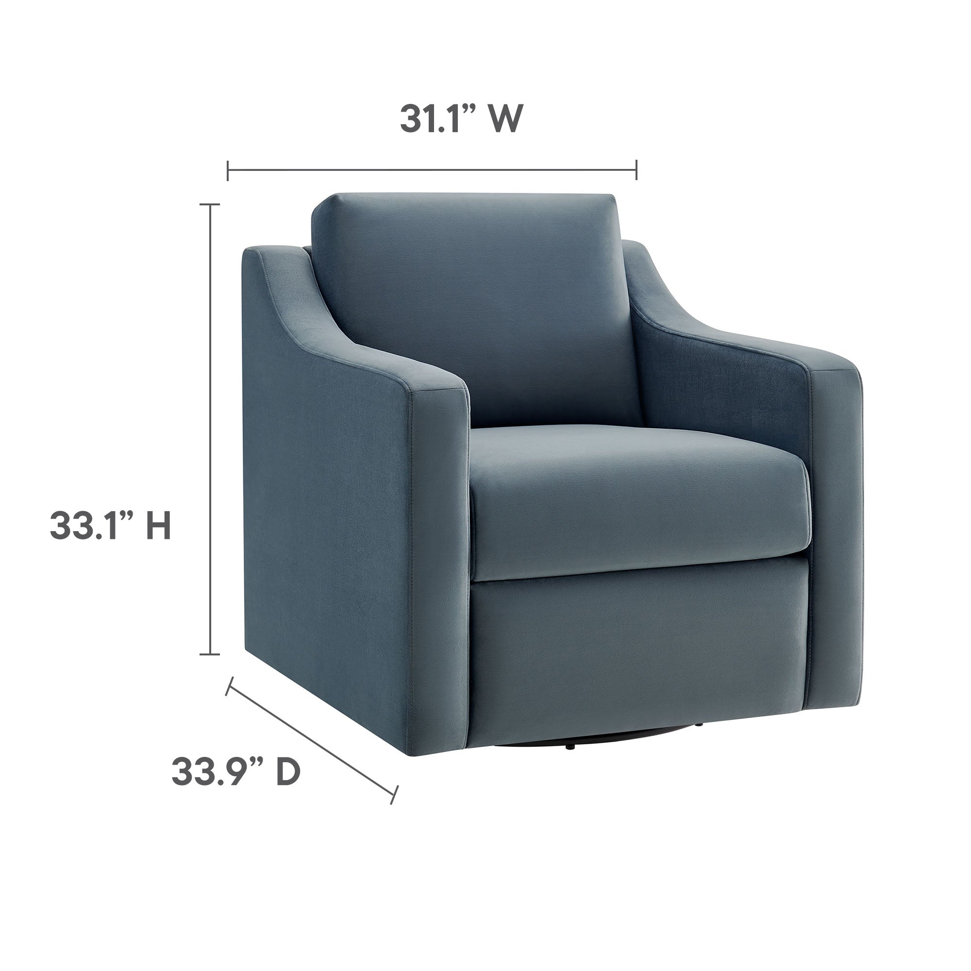 Liora Performance Velvet Armchair, Cadet Blue
