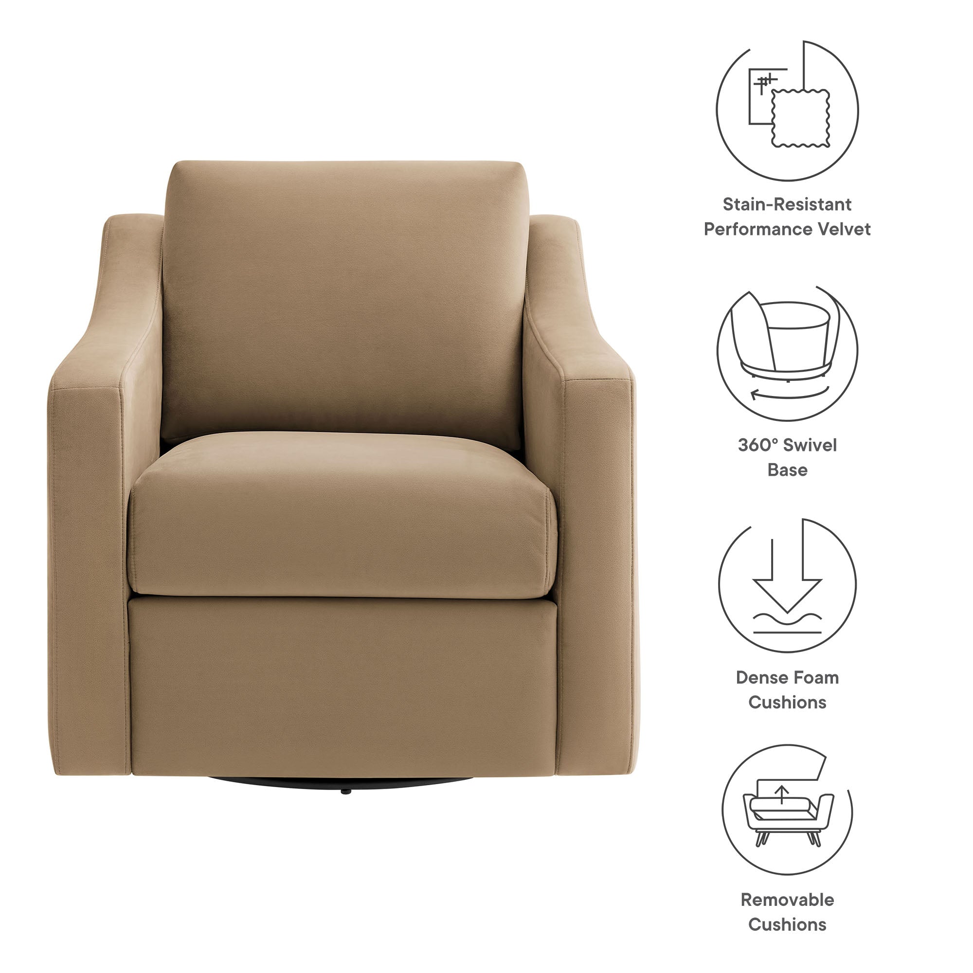 Liora Performance Velvet Armchair, Taupe