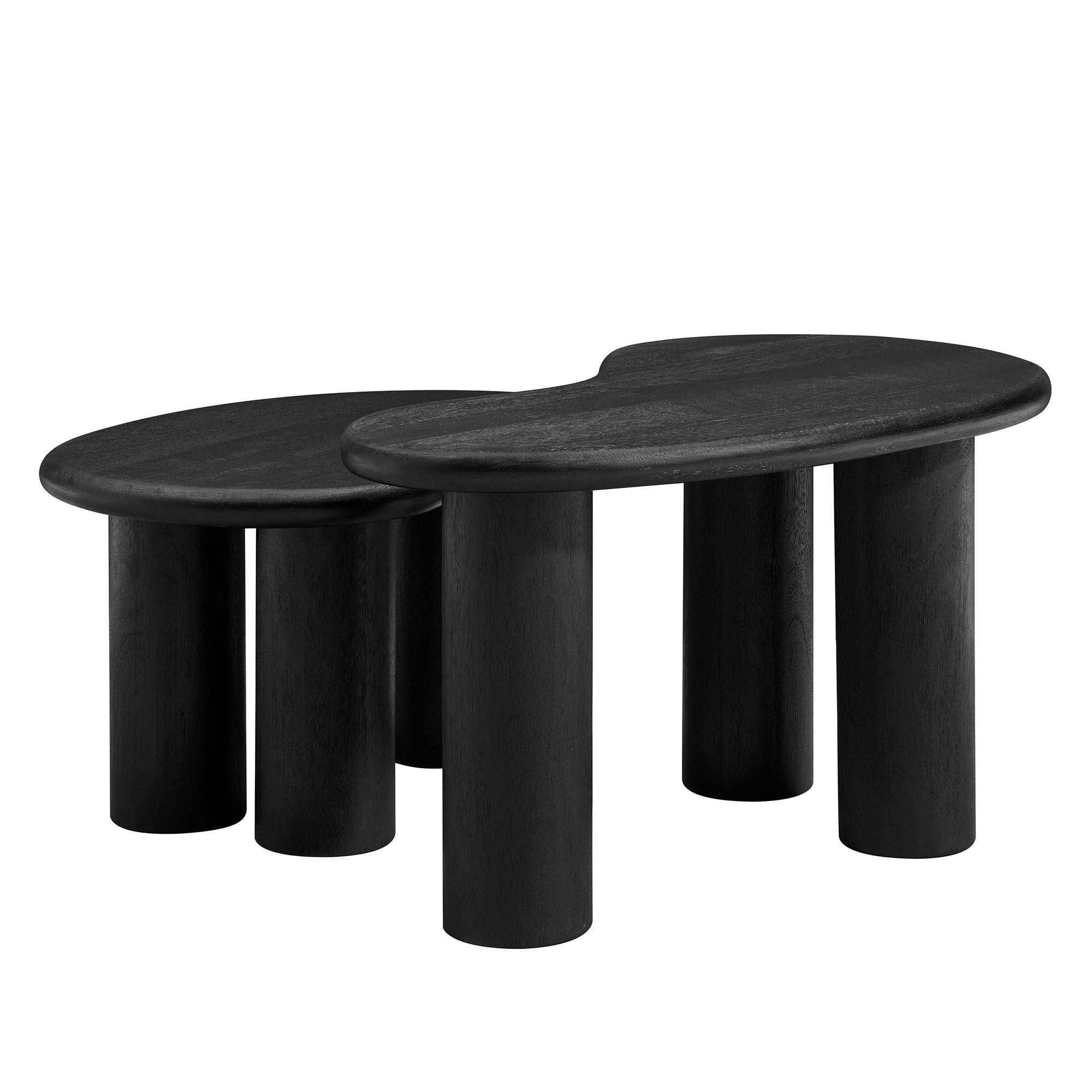 Hackney Mango Wood Nesting Coffee Table Set, Black