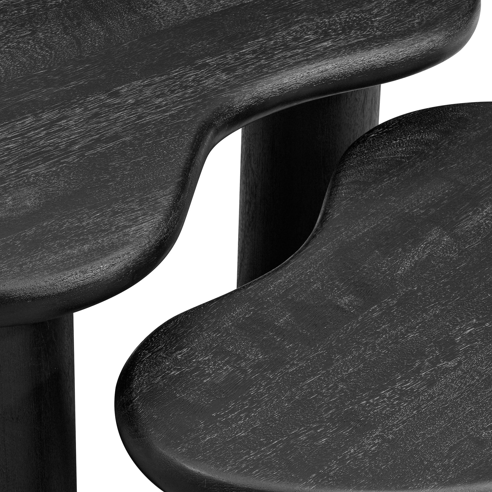 Hackney Mango Wood Nesting Coffee Table Set, Black