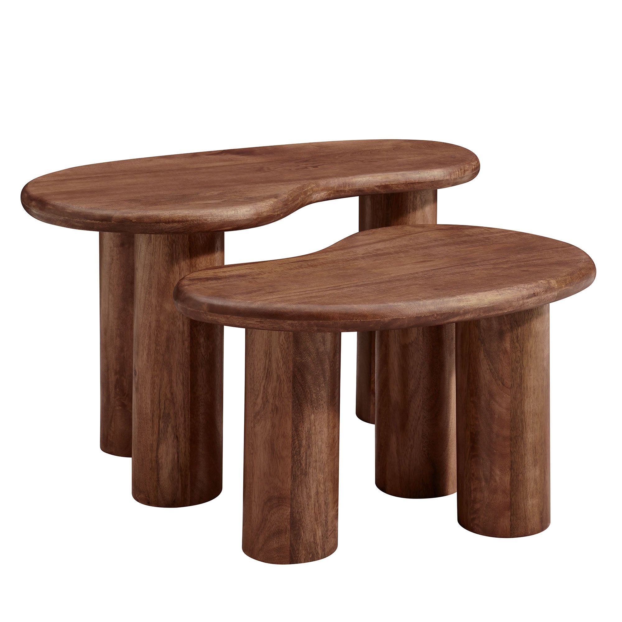 Hackney Mango Wood Nesting Coffee Table Set, Walnut