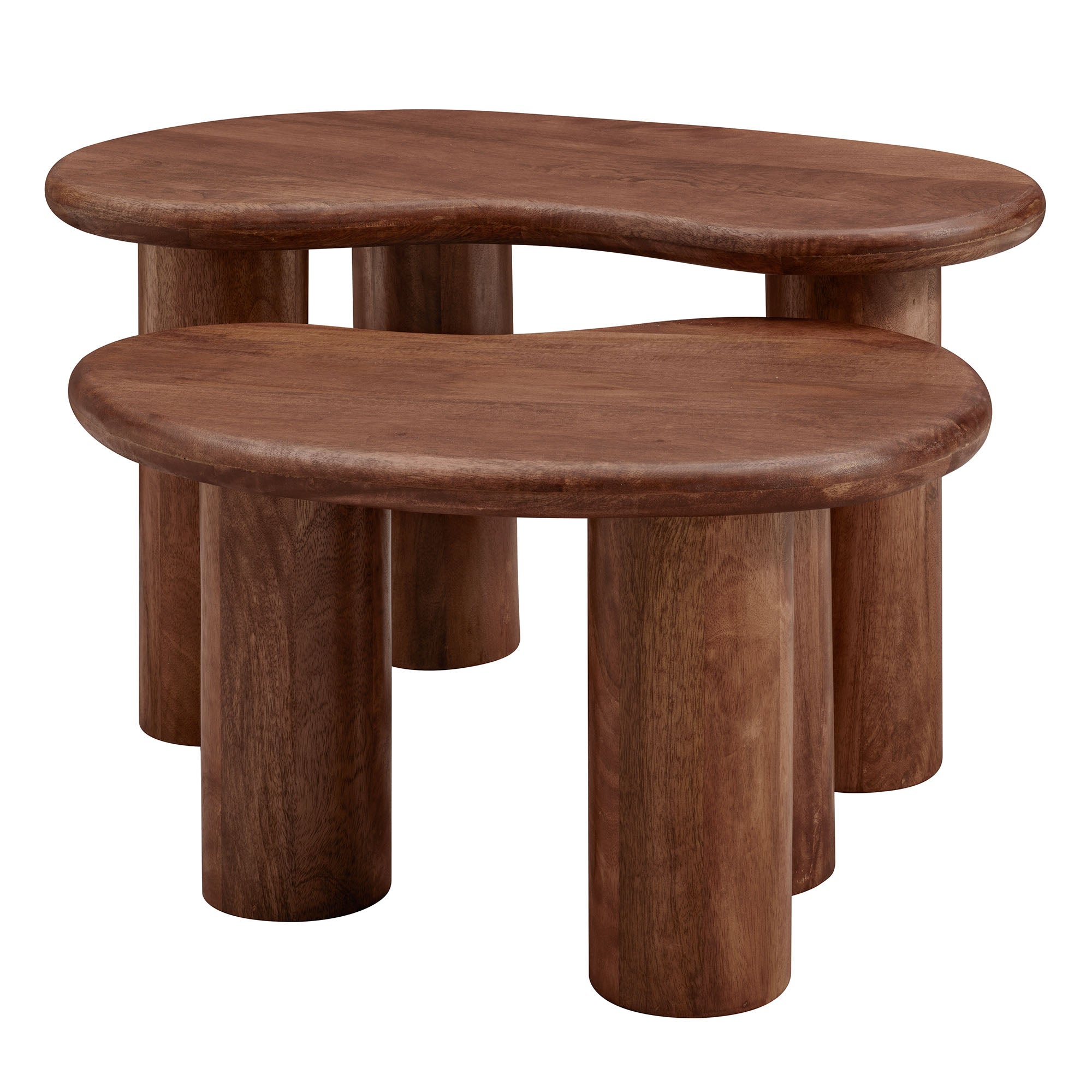 Hackney Mango Wood Nesting Coffee Table Set, Walnut