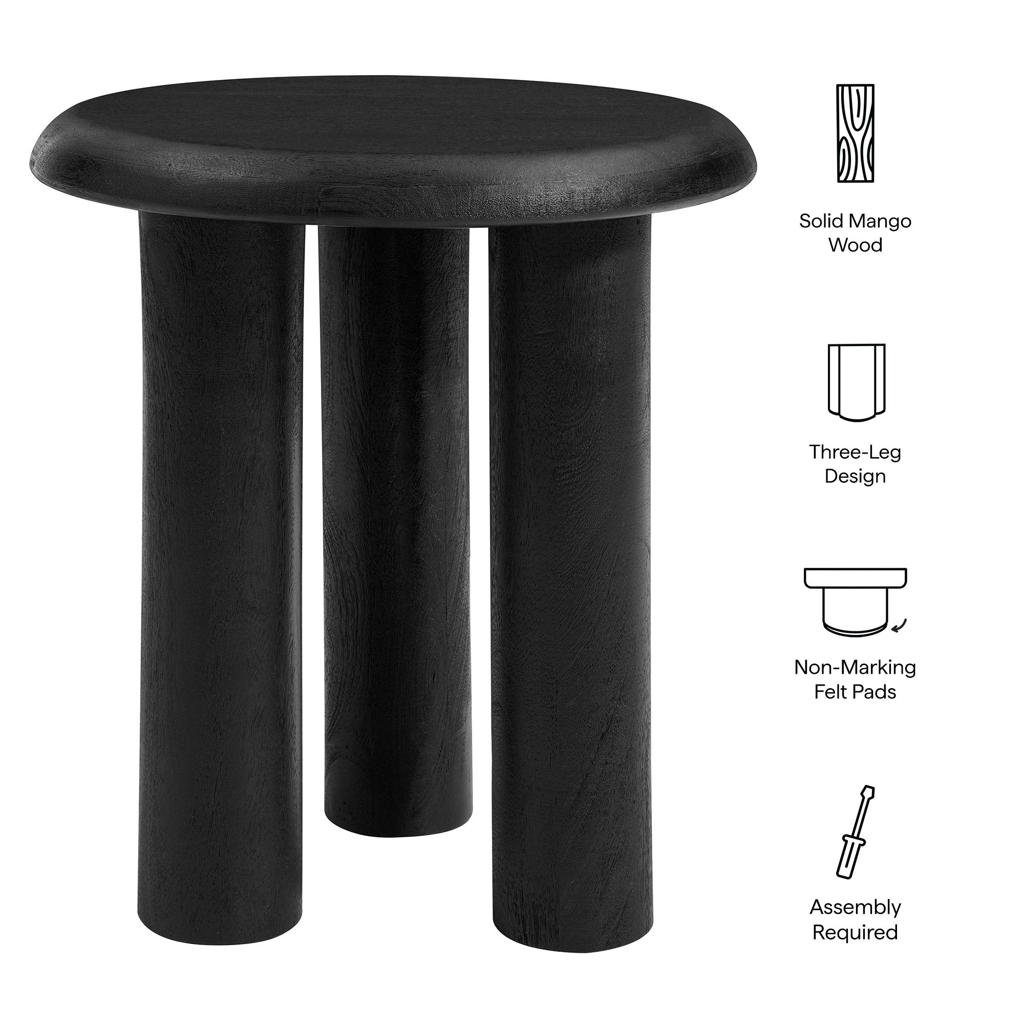 Mavina Mango Wood Side Table, Black