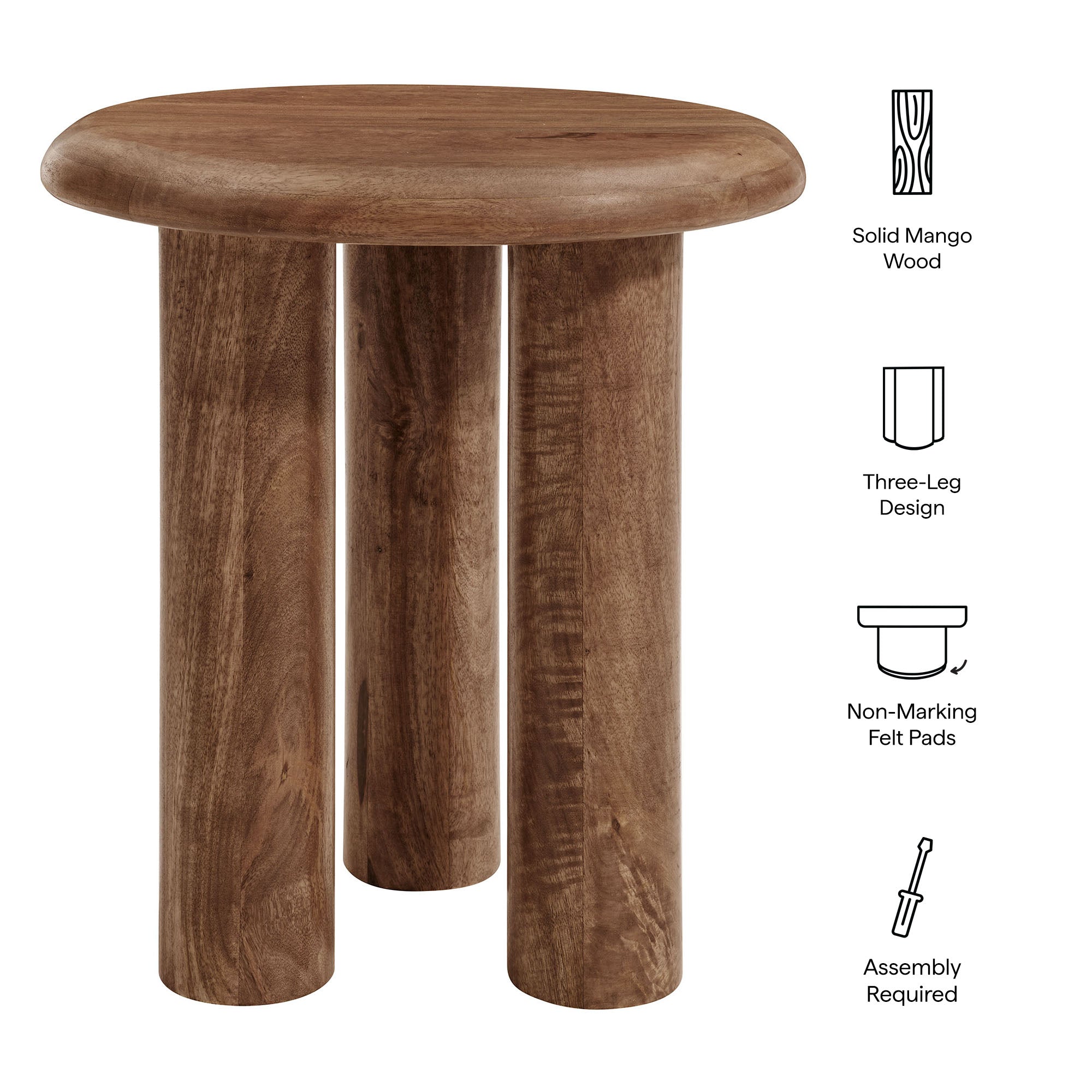 Mavina Mango Wood Side Table, Walnut