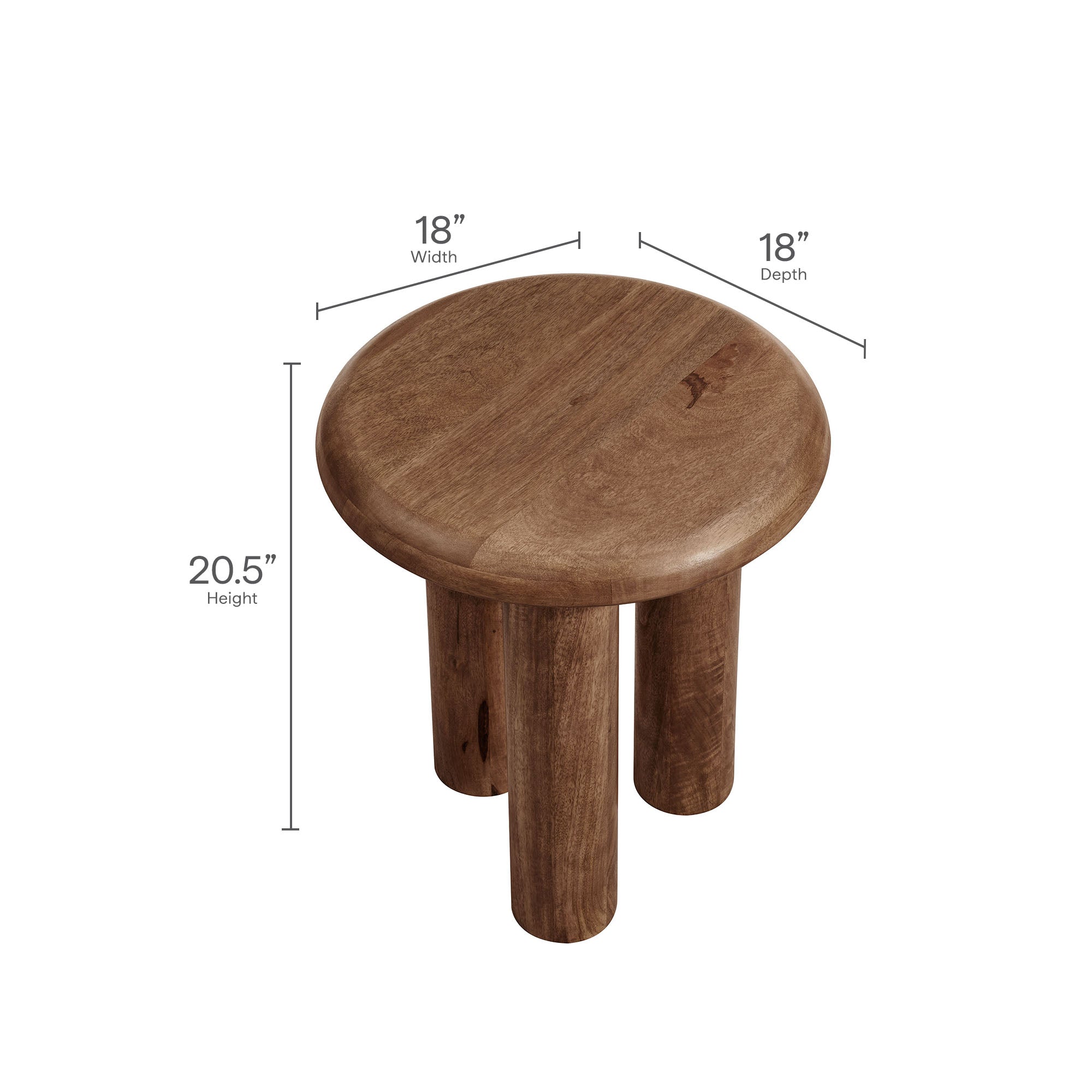 Mavina Mango Wood Side Table, Walnut