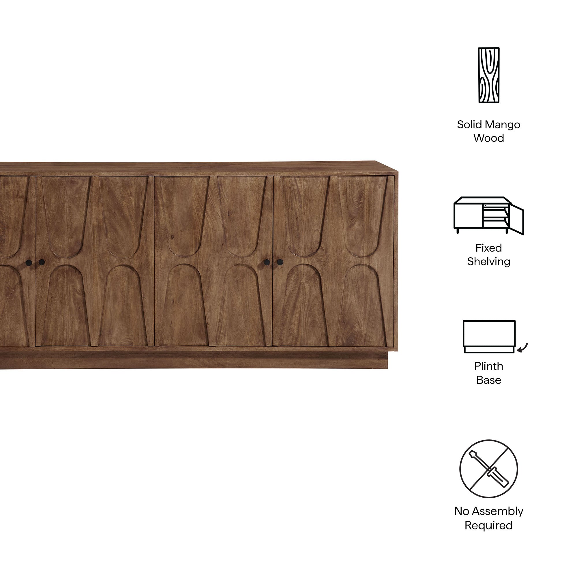 Veda 72" Mango Wood Sideboard Cabinet, Walnut