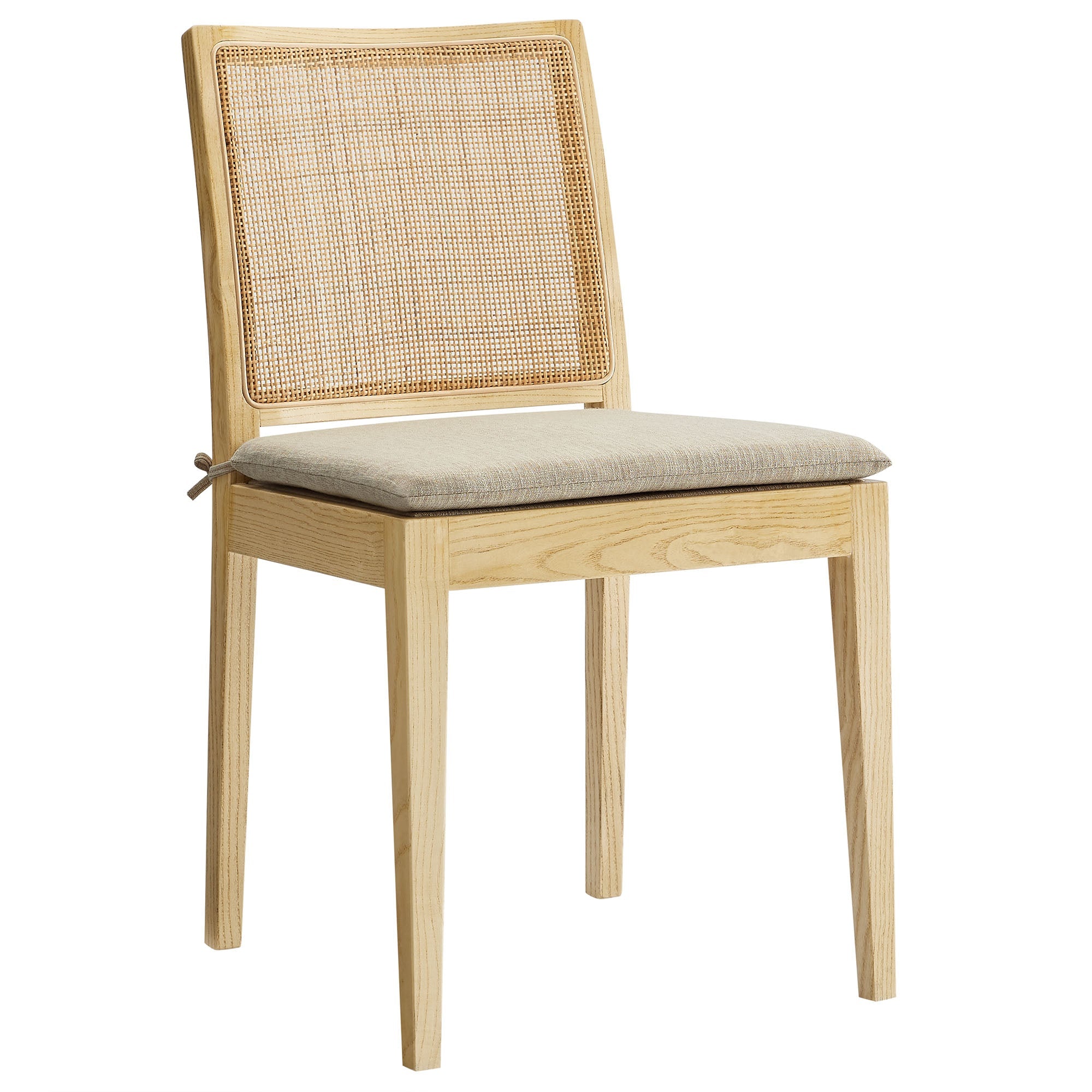 Ovard Wood and Rattan Dining Chair, Natural