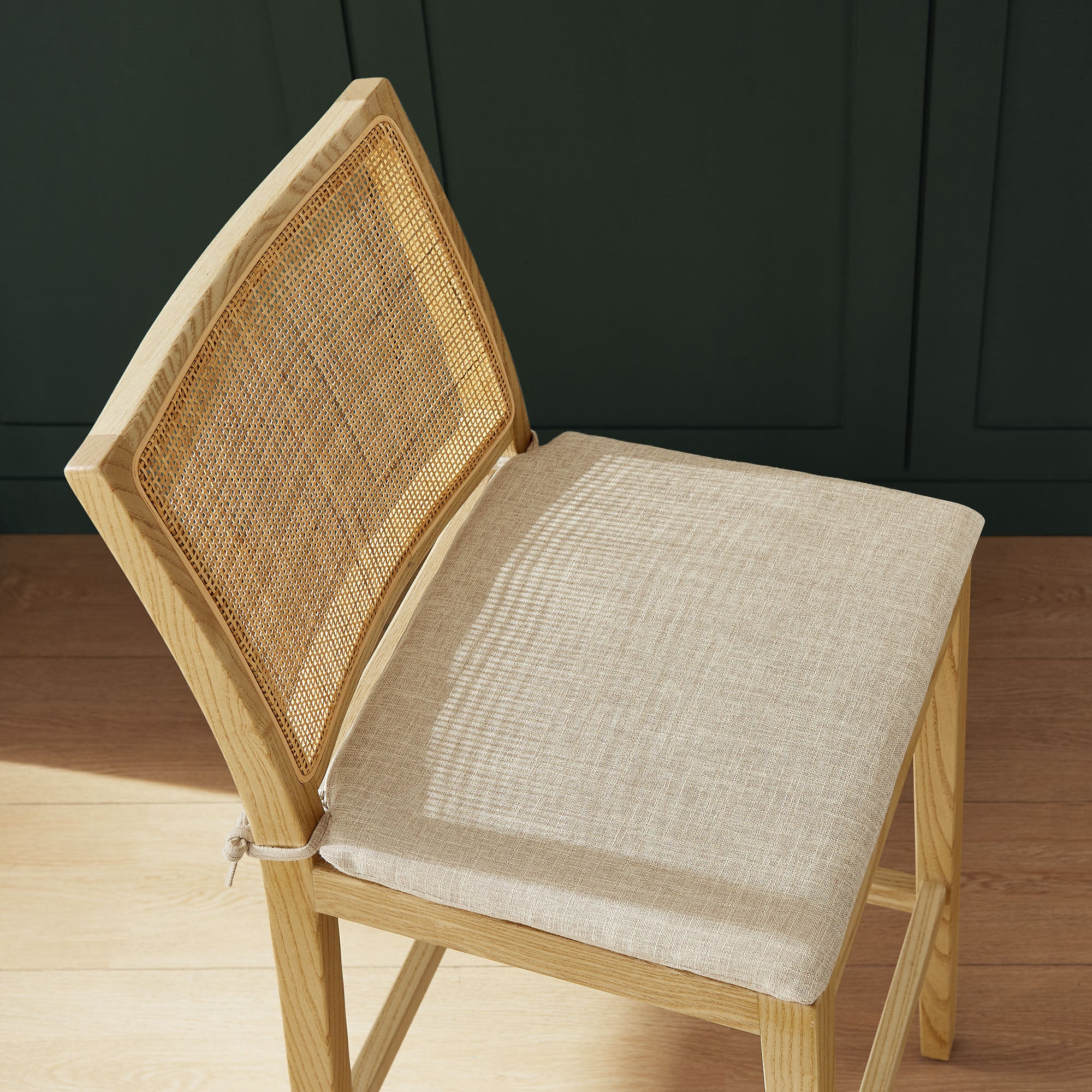 Ovard Wood and Rattan Bar Stool, Natural