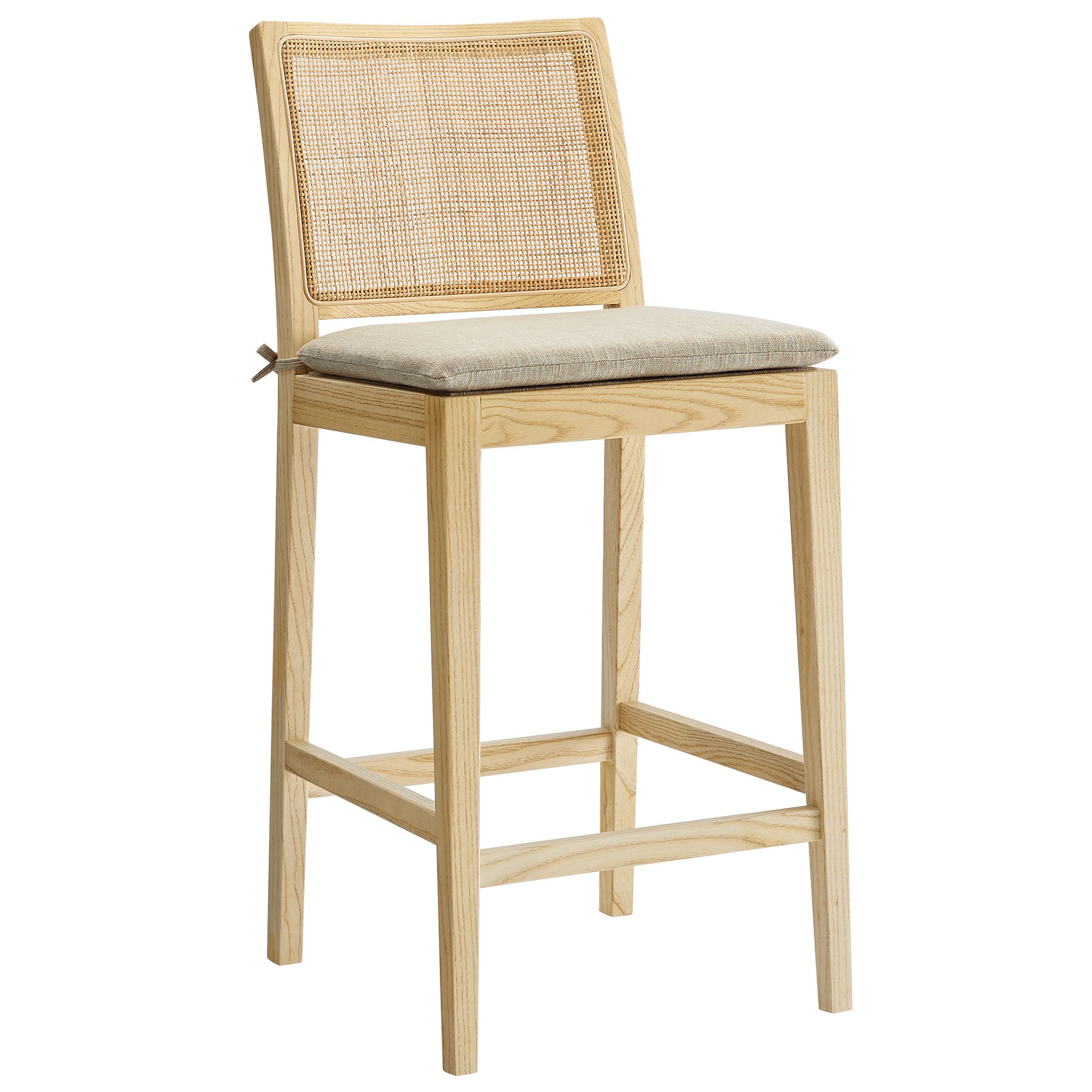 Ovard Wood and Rattan Counter Stool, Natural