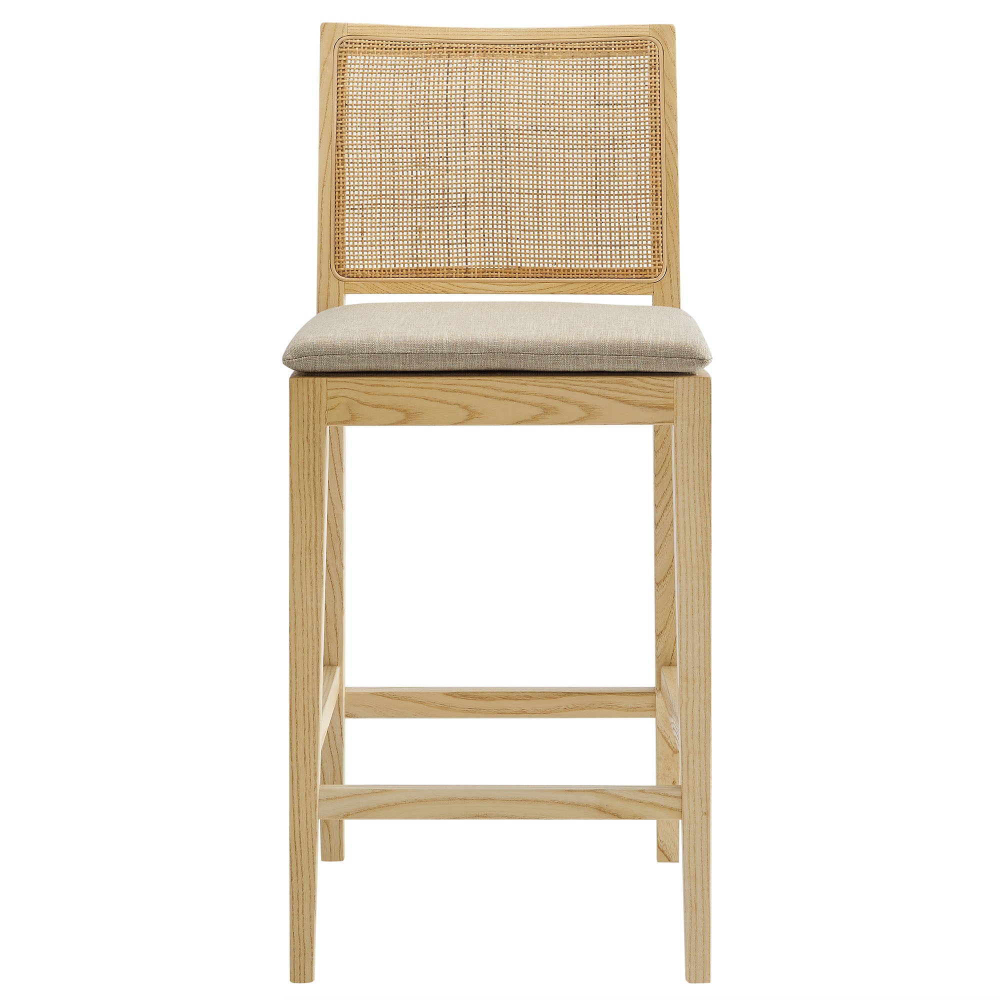 Ovard Wood and Rattan Counter Stool, Natural