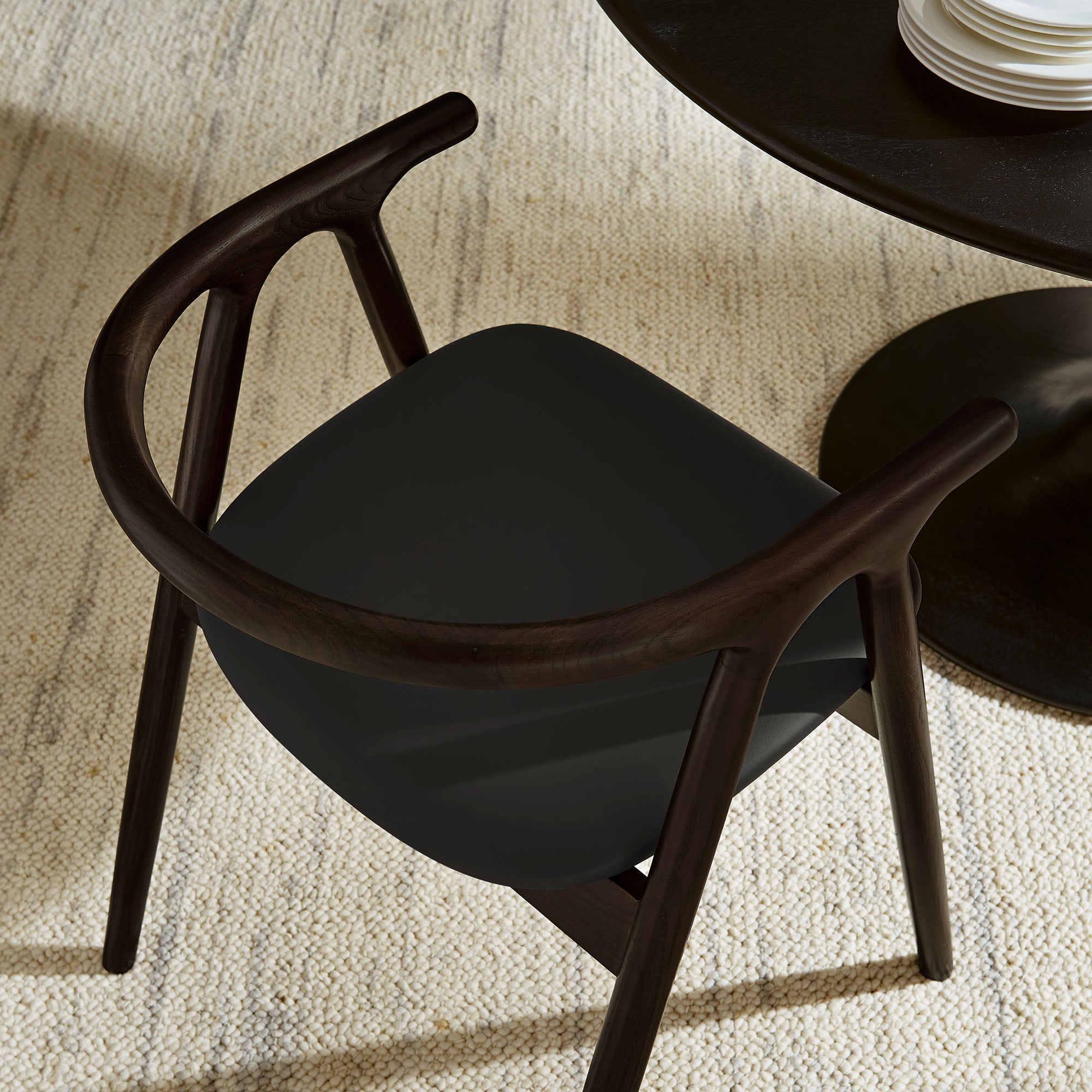 Henry Vegan Leather and Wood Dining Chair, Black